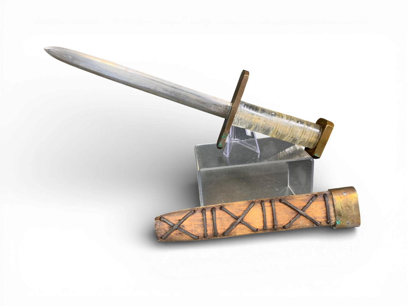 A World War II Era Theater-Made Dagger with Custom Wooden Scabbard (1 of 9)