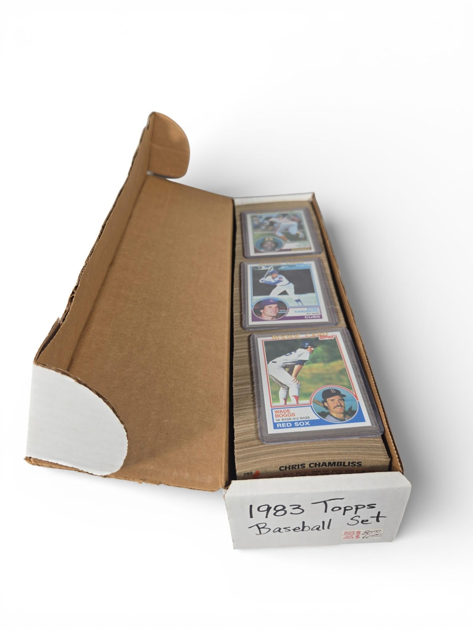 1983 Topps Baseball Card Set: Excellent. Burns in-house shipping is available. Pick up is Saturday, Feb. 28 from 10 am to 4 pm at our gallery in Lancaster, Ohio 43130 or we will provide in-house shipping for this item. We will