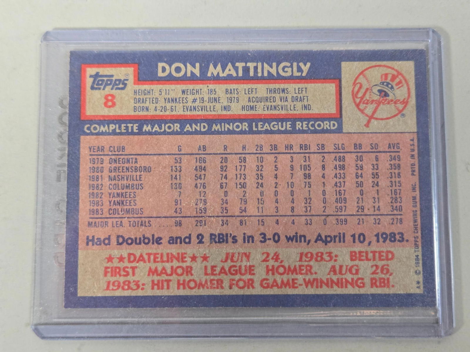 1984 Topps Baseball Card Set - 4