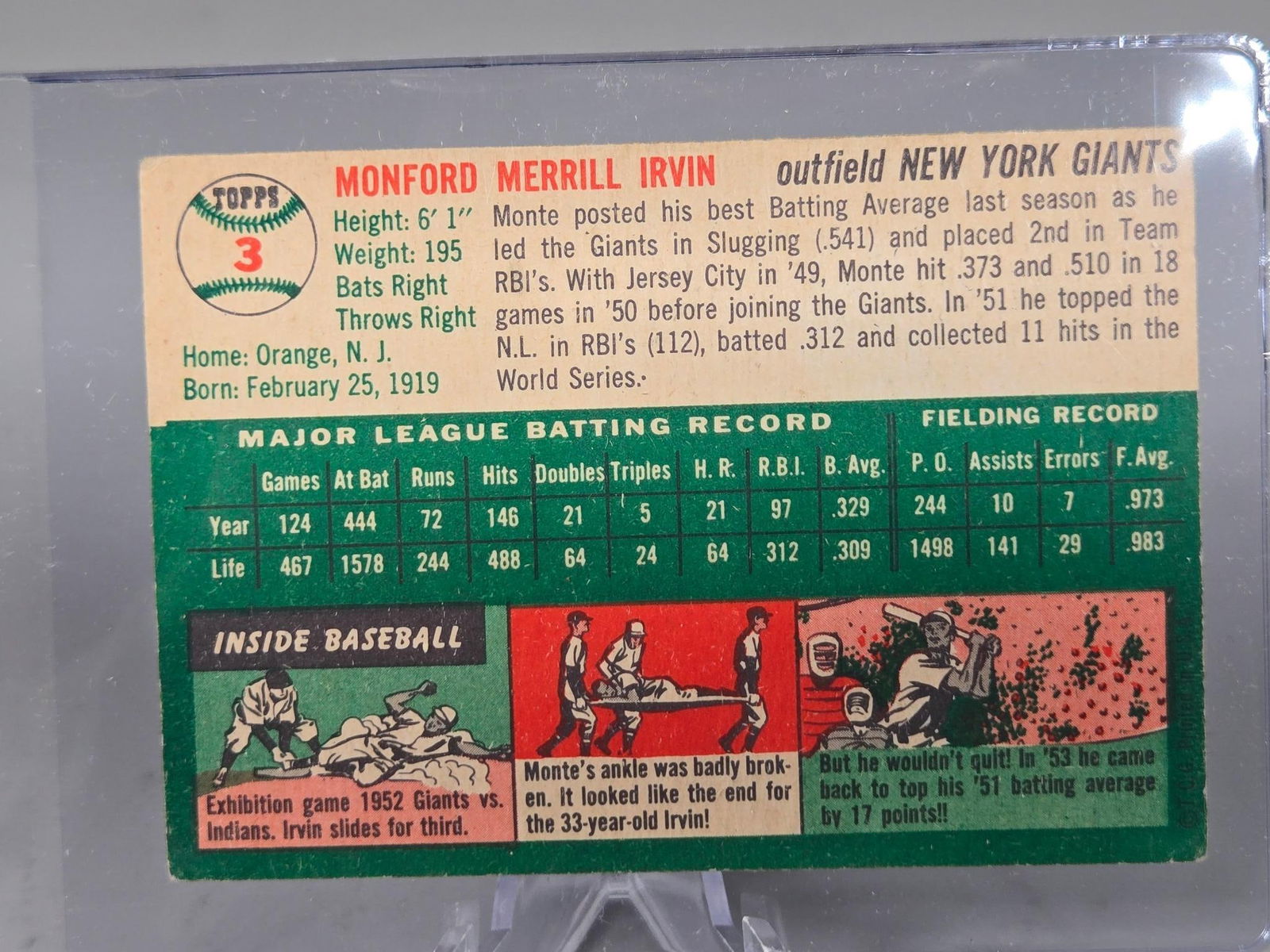 2-1954 Topps Monte Irvin - 3