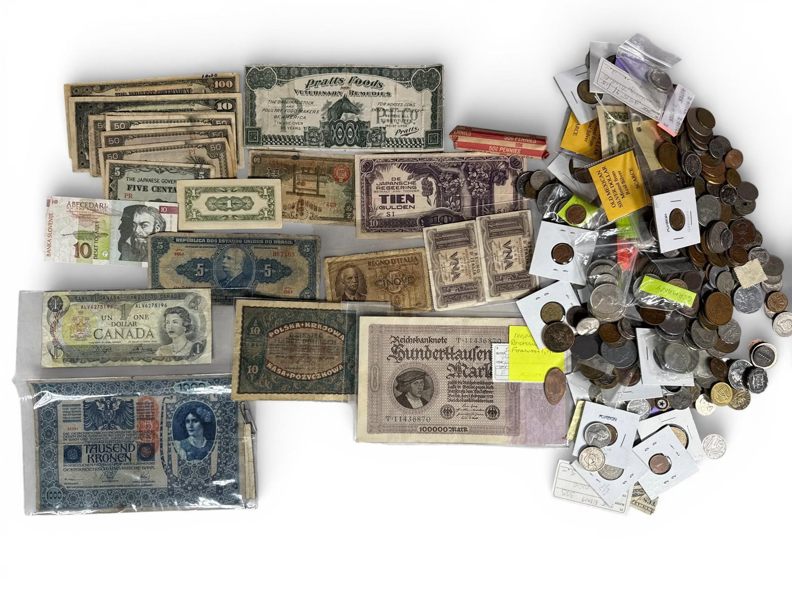 International Banknotes and Coins including German Hyperinflation and World War II Era Currency (1 of 14)