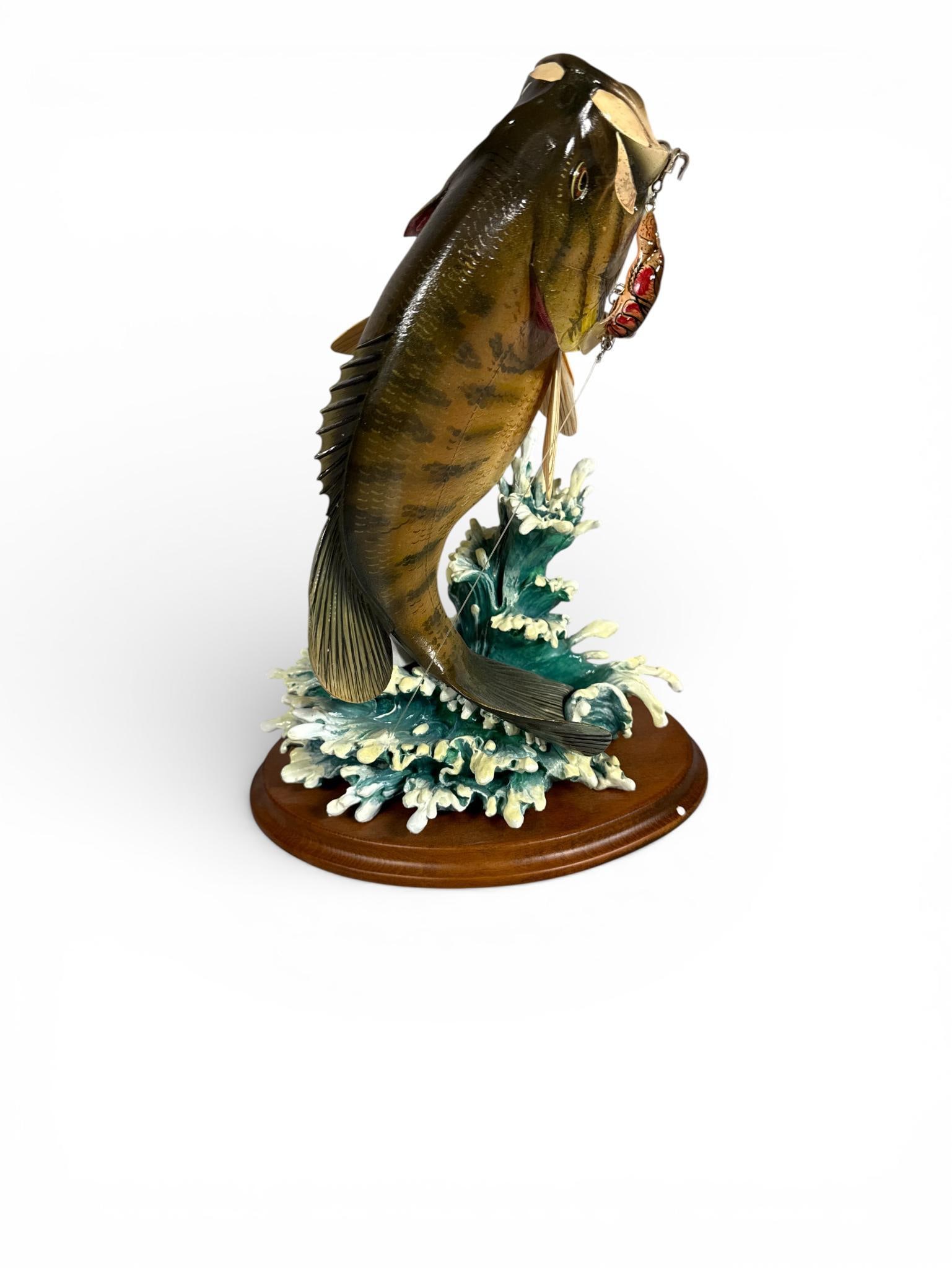 The Danbury Mint Bronzeback Bass Crayfish Crazy Sculpture by George Kruth (1 of 10)