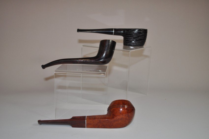 Group of three vintage estate pipes.: Real Briar Made in Czech., Douglas Air Cooled, Medico.
