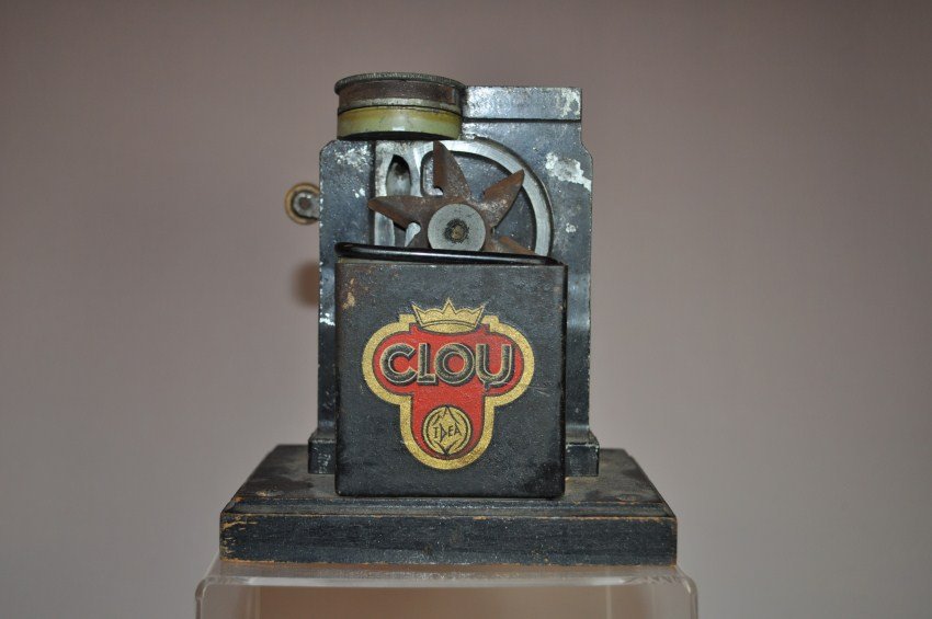 Antique Rare Pencil Sharpener by Clou.: Appears to be a German model. 5” high.