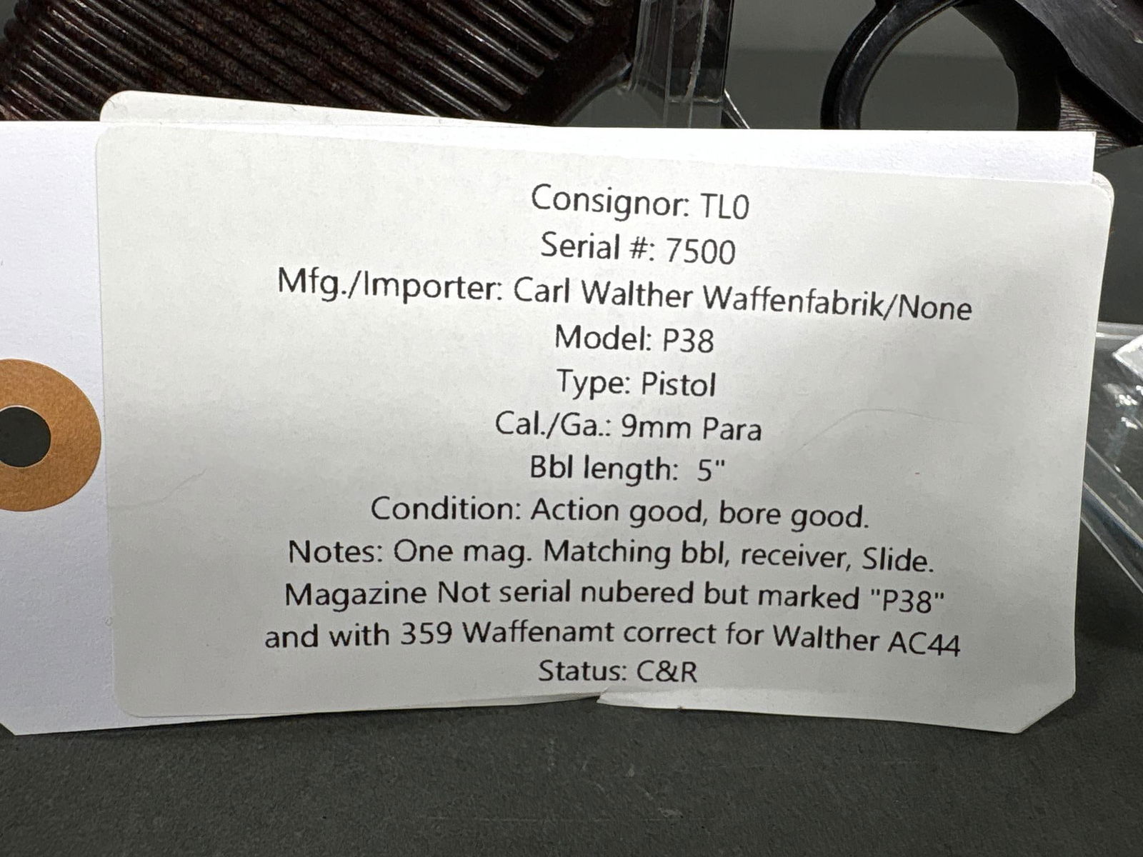 ** Walther P.38 Semi-Automatic Pistol, ac 44 Code - 3