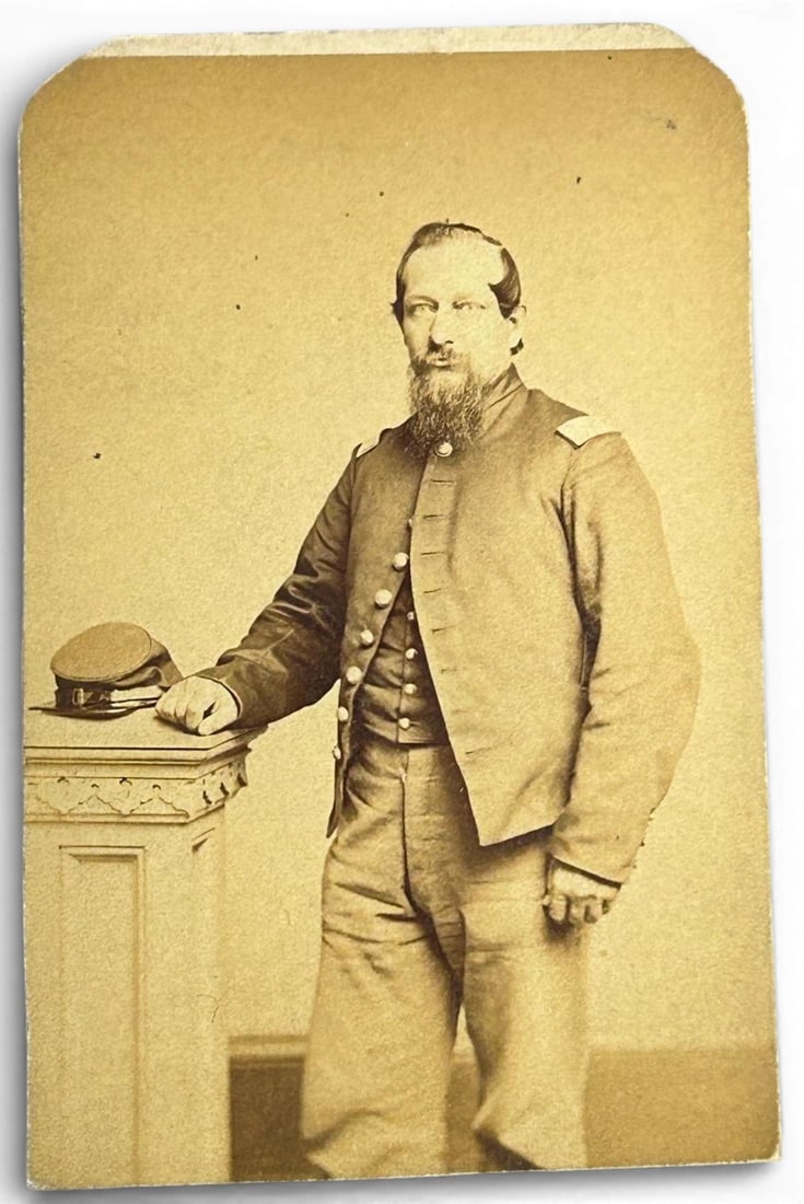 Civil War CDV - Identified 90th Pennsylvania Volunteers Officer: Civil War CDV of 2nd Lieutenant Alfred Ballinger of the 90th Pennsylvania Infantry. This image is positively identified from an identical view of Ballinger held at the Massachusetts MOLLUS. The CDV ha