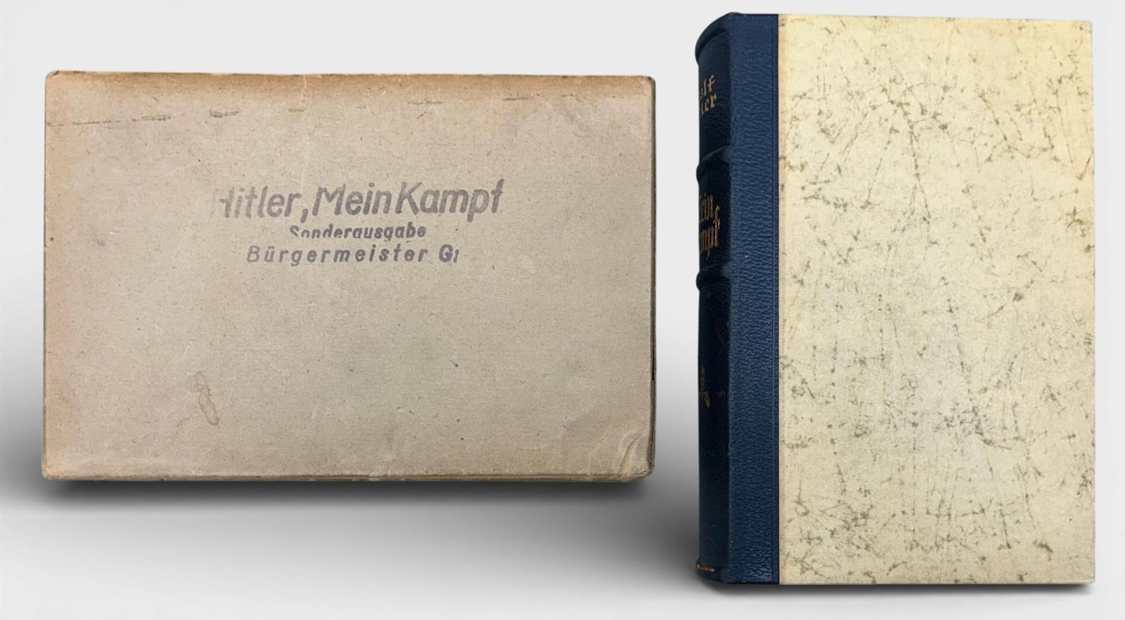 Pre World War II Nazi German 1936 First Edition of the Mein Kampf Wedding Edition with Slipcase: Pre World War II 1936 1st edition of the special wedding edition of Adolf Hitler's Mein Kampf. Book measures 7.5" x 5". This copy was presented June 22, 1937 to a newlywed couple by the mayor in the t
