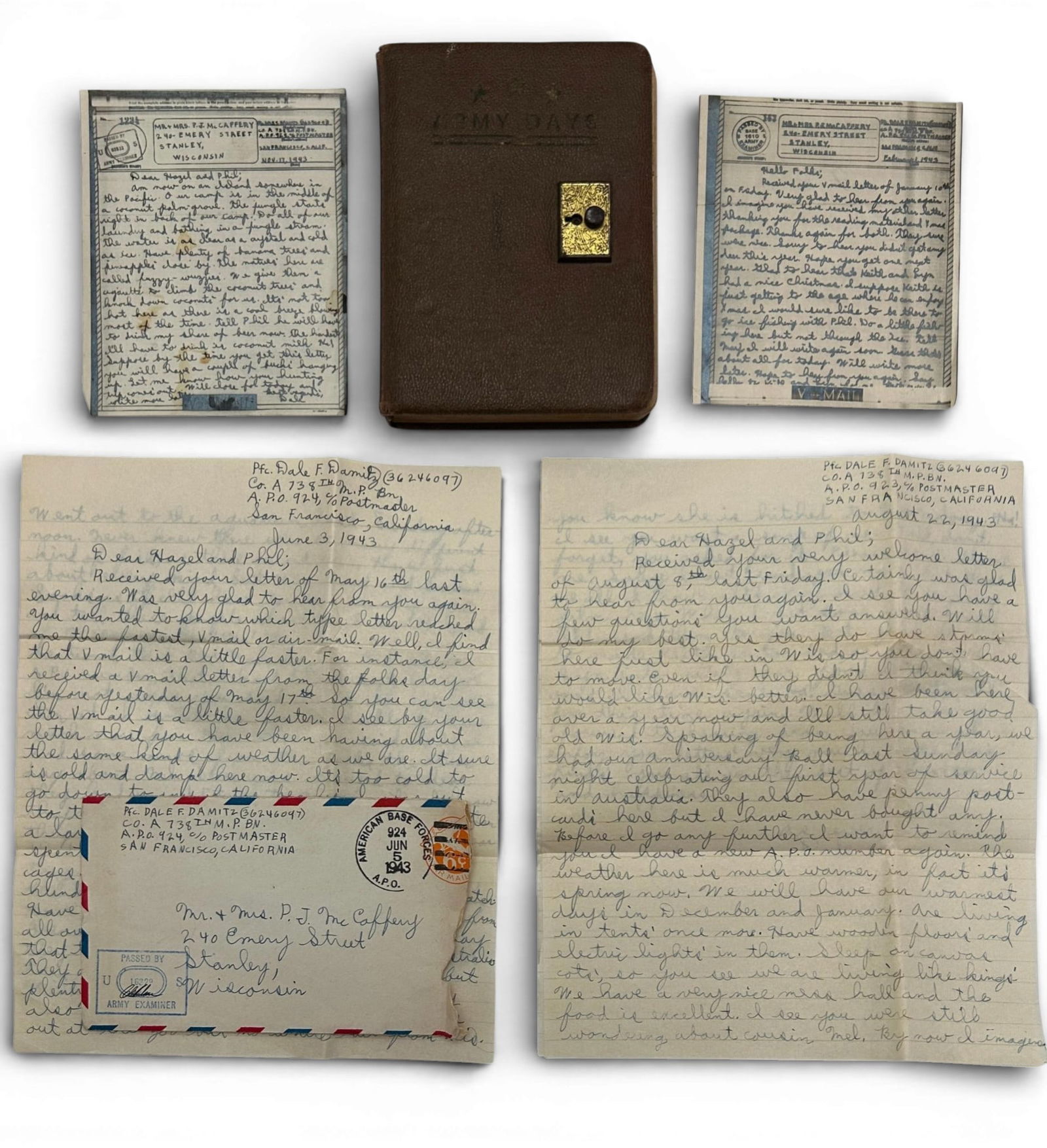 WWII U.S. 738th Military Police Diary - U.S. Australia New Guniea - KIA Leyte Philippines (1 of 20)