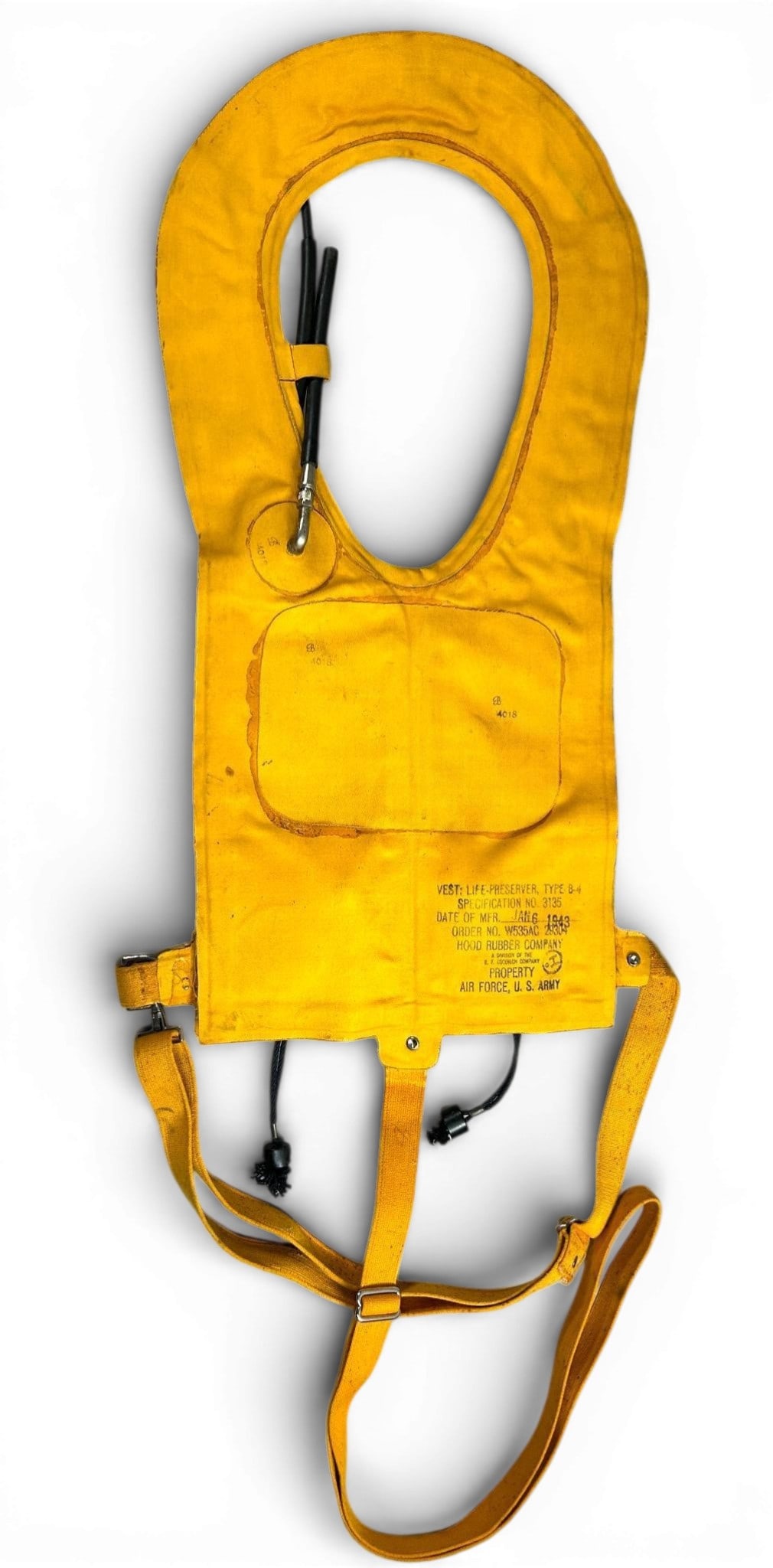 WWII US army Air Force AAF Type B-4 Mae West Vest Dated January 6, 1943 by the Hood Rubber Co. (1 of 9)