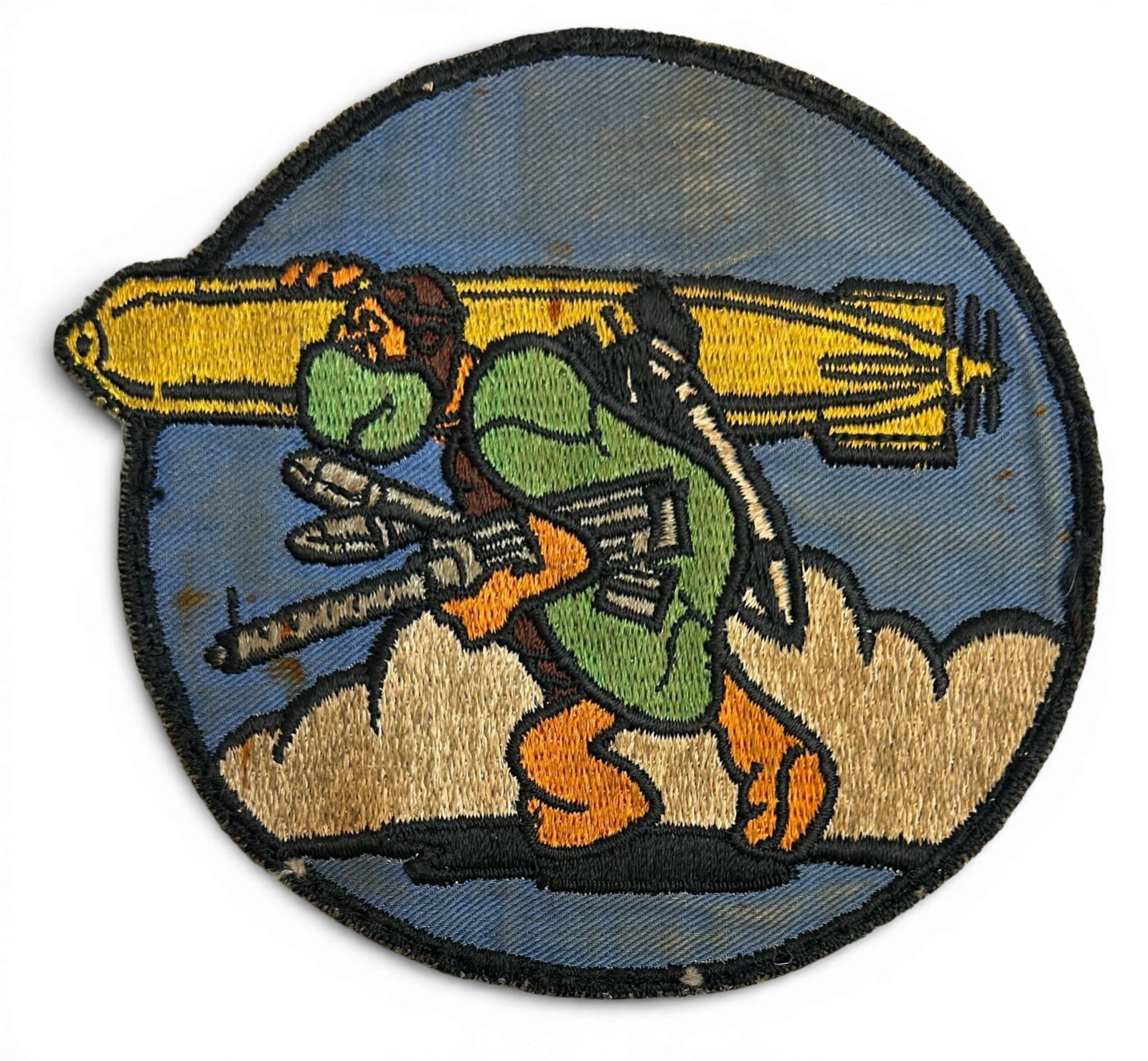 WWII U.S. Navy VT-41 Torpedo Squadron Patch: World War Two U.S. Navy Torpedo Squadron Forty One (VT-41) squadron patch. The patch is schiffli embroidery on twill. The squadron was established on March 26, 1945 and the insignia was approved by