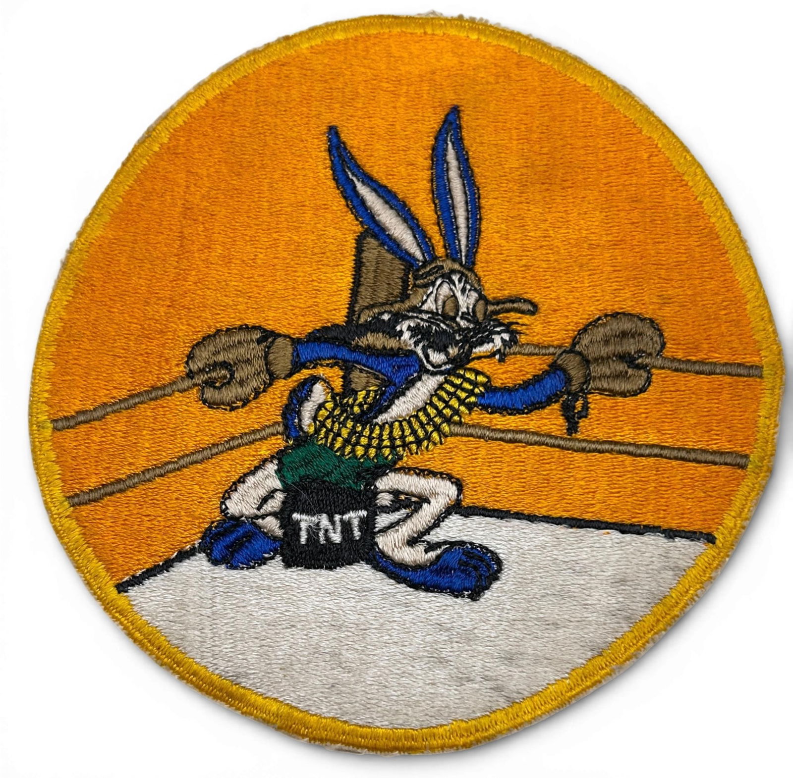 WWII USMC VMF-217 Fighter Squadron Patch: World War Two United States Marine Corps VMF-218 squadron patch. The patch is schiffli embroidery. Measures 5" x 4.75". Established as Marine Fighting Squadron 217 (VMF-217) on December 15, 1942. 