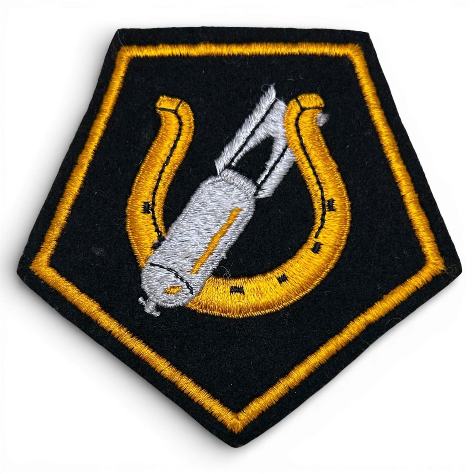 WWII U.S. Navy VB-7 Bombing Squadron Patch: World War Two U.S. Navy VB-18 squadron patch. The patch is schiffli embroidery on wool. Measures 4.25" x 4.25". Established as Bombing Squadron Seven (VB-7) on January 3, 1943. The insignia was