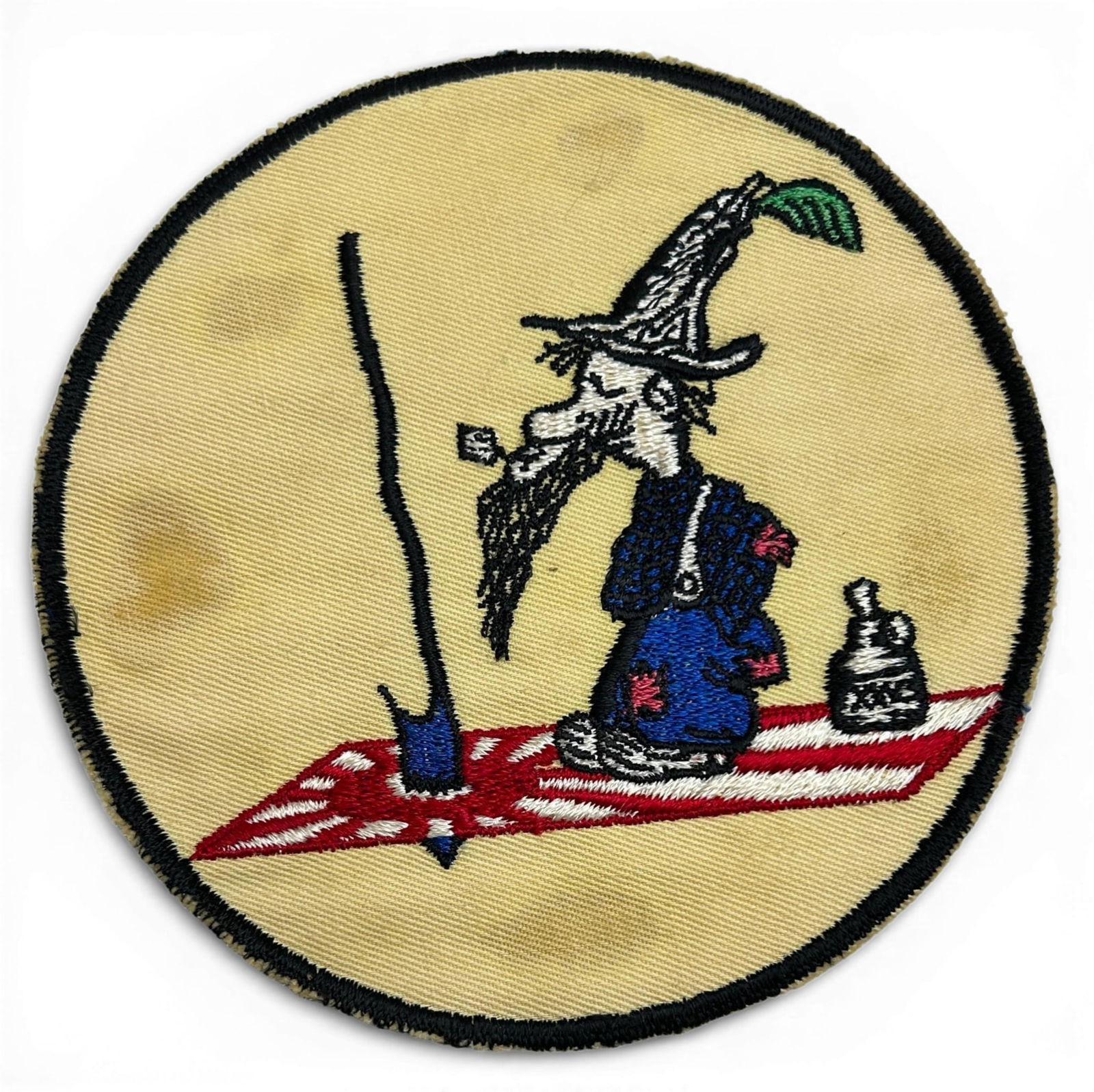 WWII U.S. Navy VB-144 Bombing Squadron Patch: World War Two U.S. Navy VB-144 squadron patch. The patch is schiffli embroidery on twill. Measures 5.25" in diameter. Established as Bombing Squadron One Hundred Forty Four (VB-144) on July 1, 1943.