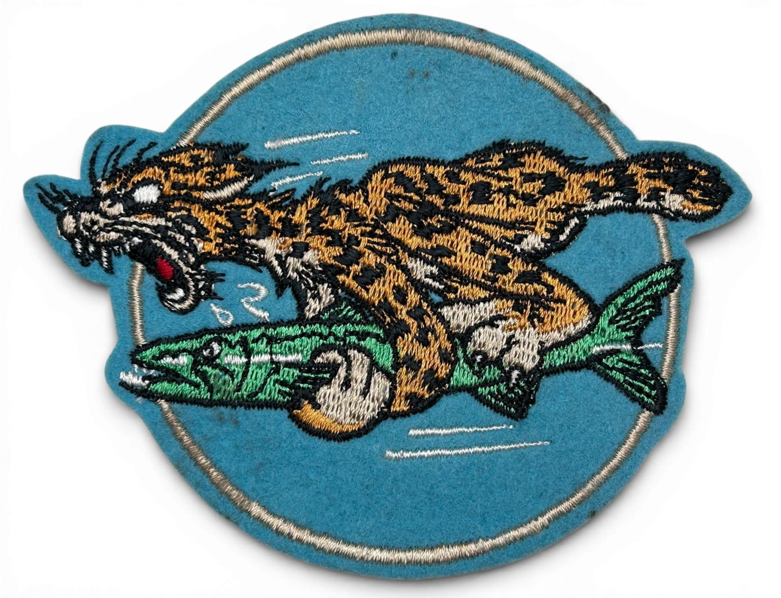 WWII U.S. Navy VC-79 Composite Squadron Patch: World War Two U.S. Navy VC-79 squadron patch. The patch is schiffli embroidery on wool. Measures 5.25" x 4". Established as Composite Squadron seventy Nine (VC-79) on December 6, 1943. The insignia