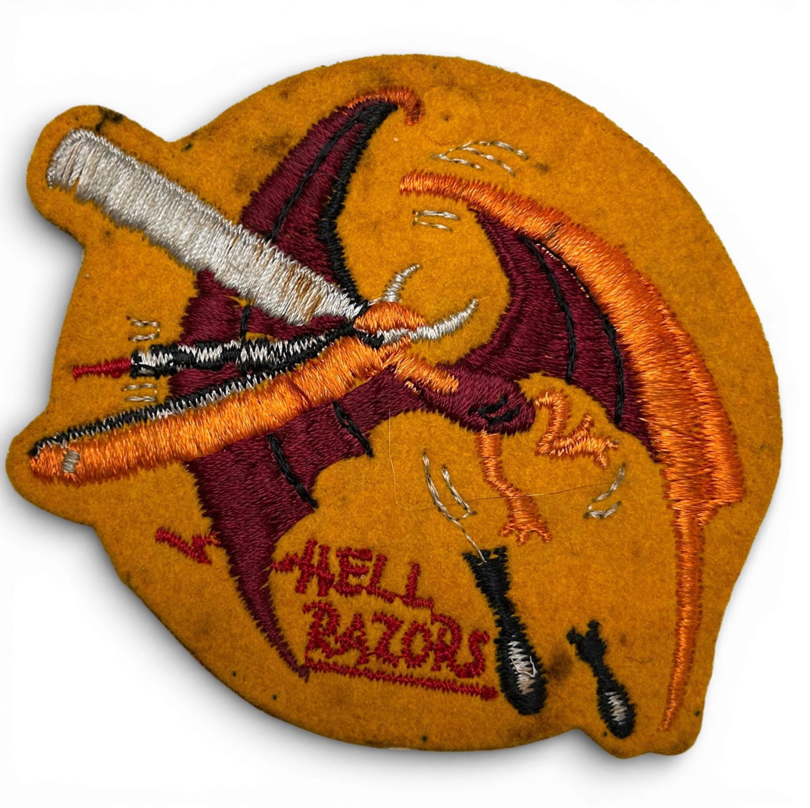 WWII U.S. Navy VB-81 Bombing Squadron Patch: World War Two U.S. Navy VB-81 squadron patch. The patch is schiffli embroidery on wool. Measures 5" x 4" Established as Bombing Squadron Eighty One (VB-81) on March 1,1944.The insignia was approved