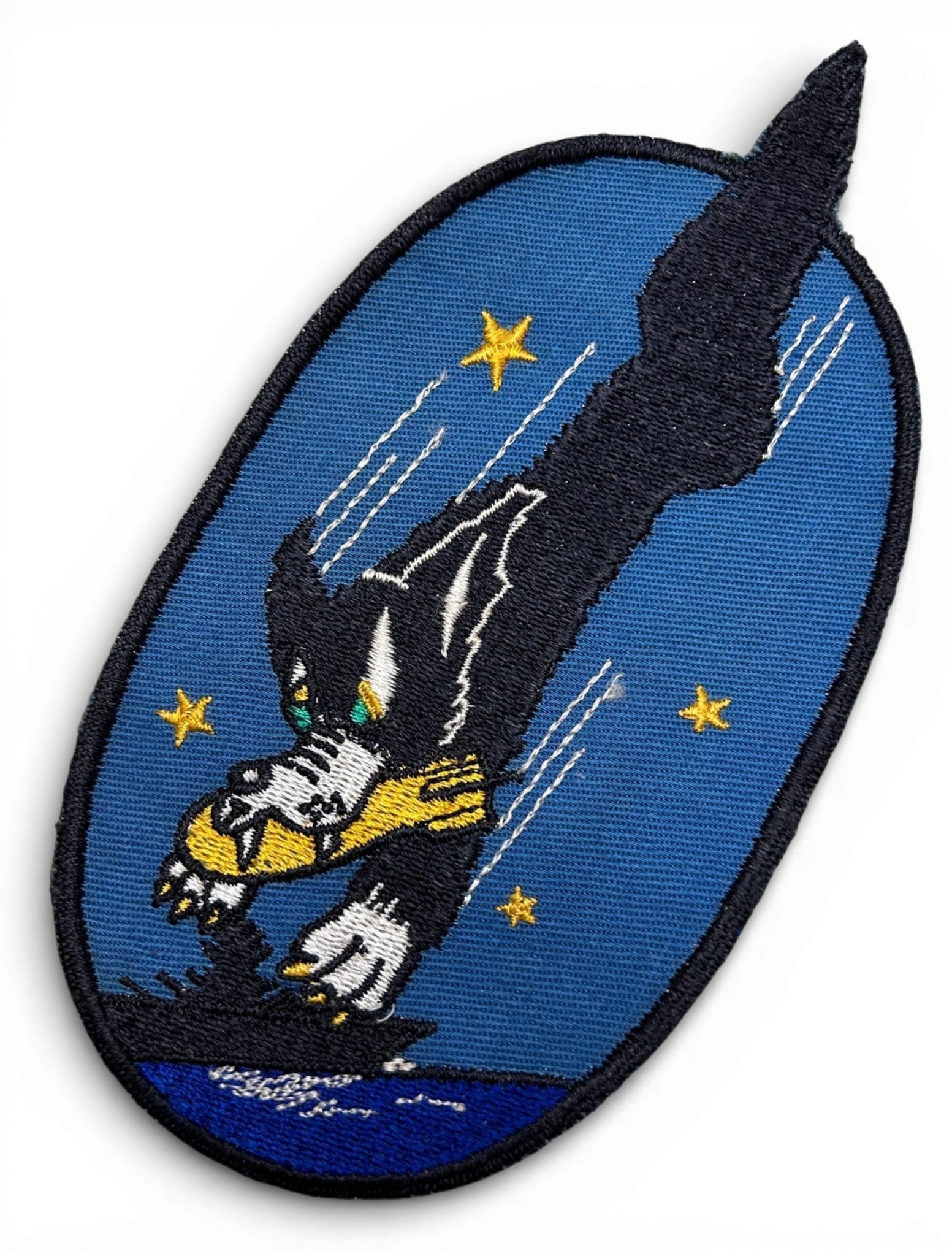 WWII U.S. Navy VP-23 Squadron Patrol Patch: World War Two U.S. Navy VP-23 squadron patch. The patch is schiffli embroidered on twill. Designed by Disney and features "The Big, Bad Wolf". Measures 7.625" x 3.875". During WW2 the squadron was