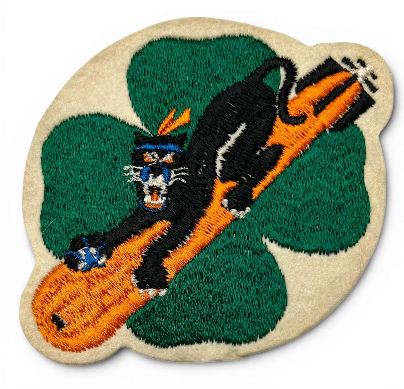 WWII U.S. Navy VT-13 Torpedo Squadron Patch: World War Two U.S. Navy VT-13 squadron patch. The patch is schiffli embroidery on wool. Measures 5.625" x 4.375". Established as Torpedo Squadron Thirteen VT-13 on November 1, 1943. The insignia was