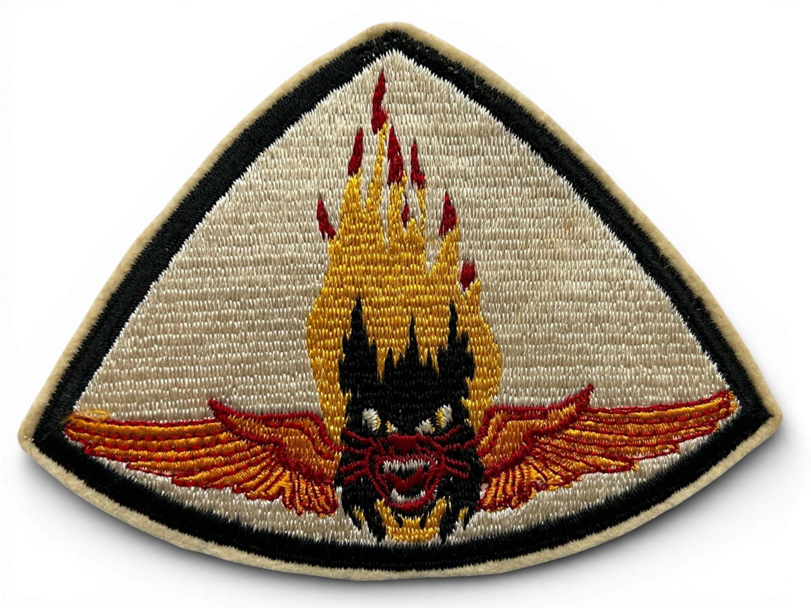 WWII U.S. Navy VF-15 Fighter Squadron Patch: World War Two U.S. Navy VF-15 squadron patch. The patch is schiffli embroidery on wool. Measures 5.5" x 4". Established as Fighter Squadron Fifteen (VF-15) on September 1, 1943. The insignia was