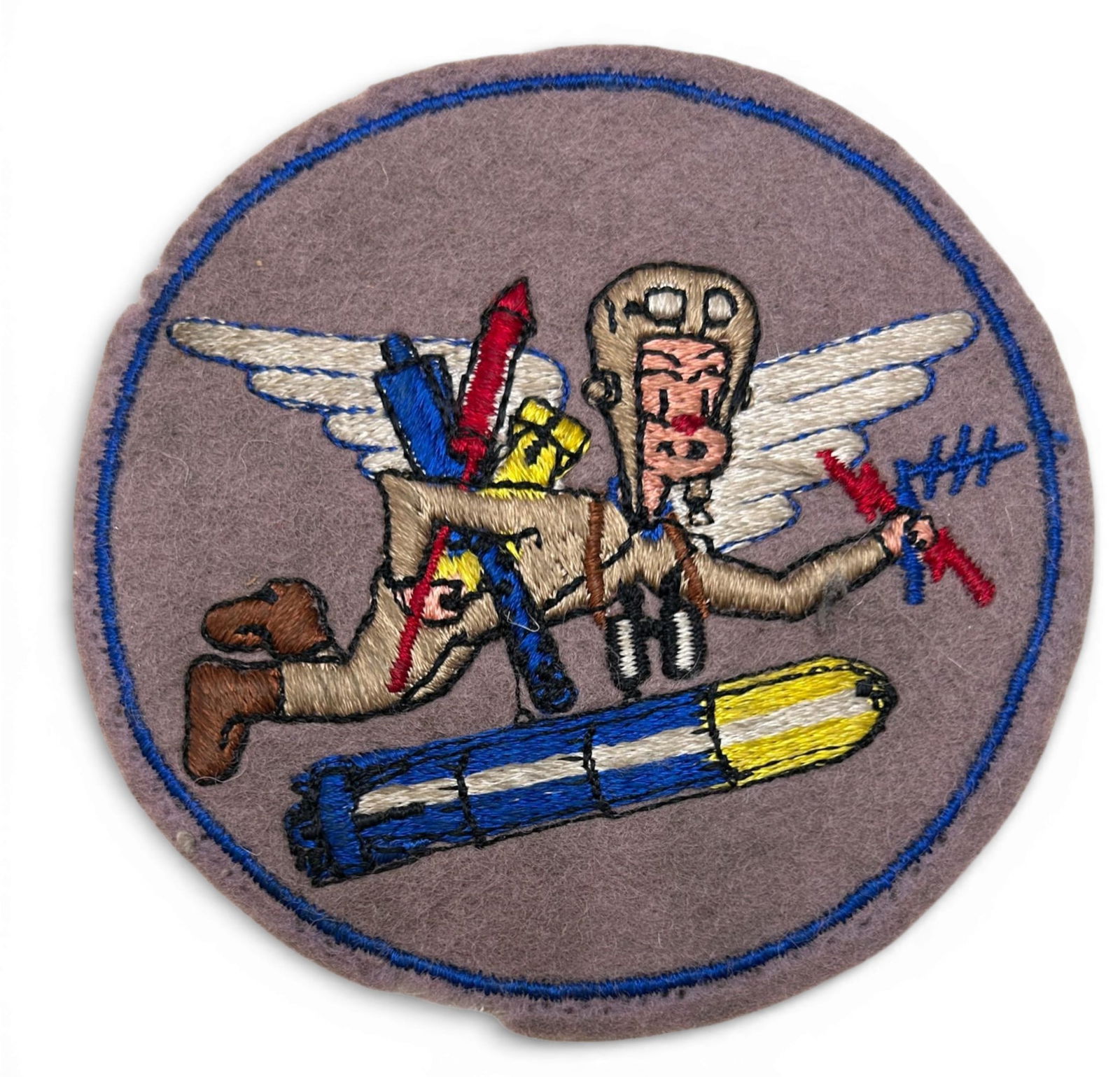 WWII U.S. Navy VT-51 Torpedo Squadron Patch: World War Two U.S. Navy VT-51 squadron patch. The patch is schiffli embroidery on wool. Measures 4." in diameter. Established as Composite Squadron Fifty One (VT-51) on September 22, 1943 and