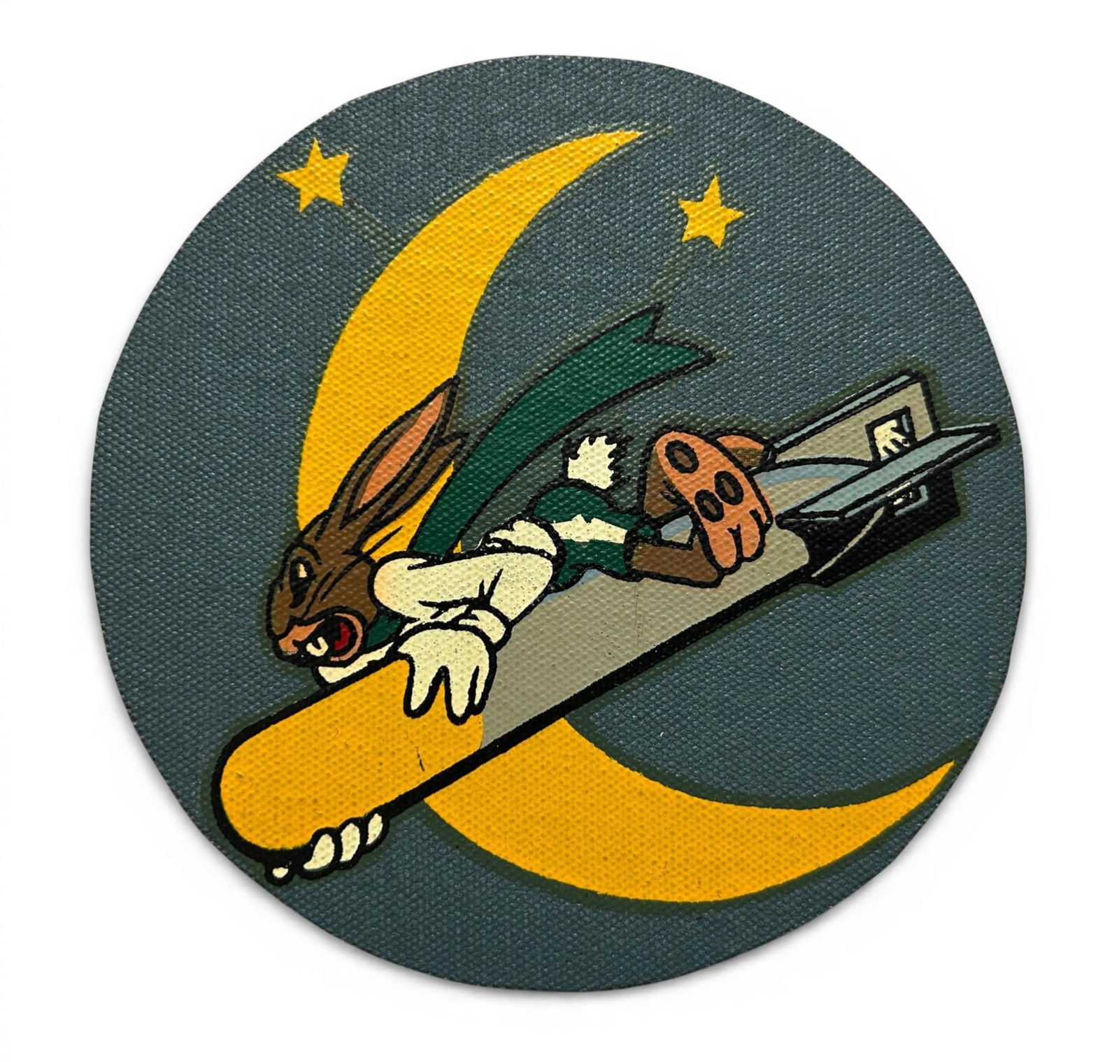 WWII U.S. Navy VT-2 Torpedo Squadron Patch: World War Two U.S. Navy identified VT-2 squadron patch. The patch is painted on leather. Measures 4.875" in diameter. Originally established as Torpedo Squadron One S (VT-1S) in 1926. Redesignated as