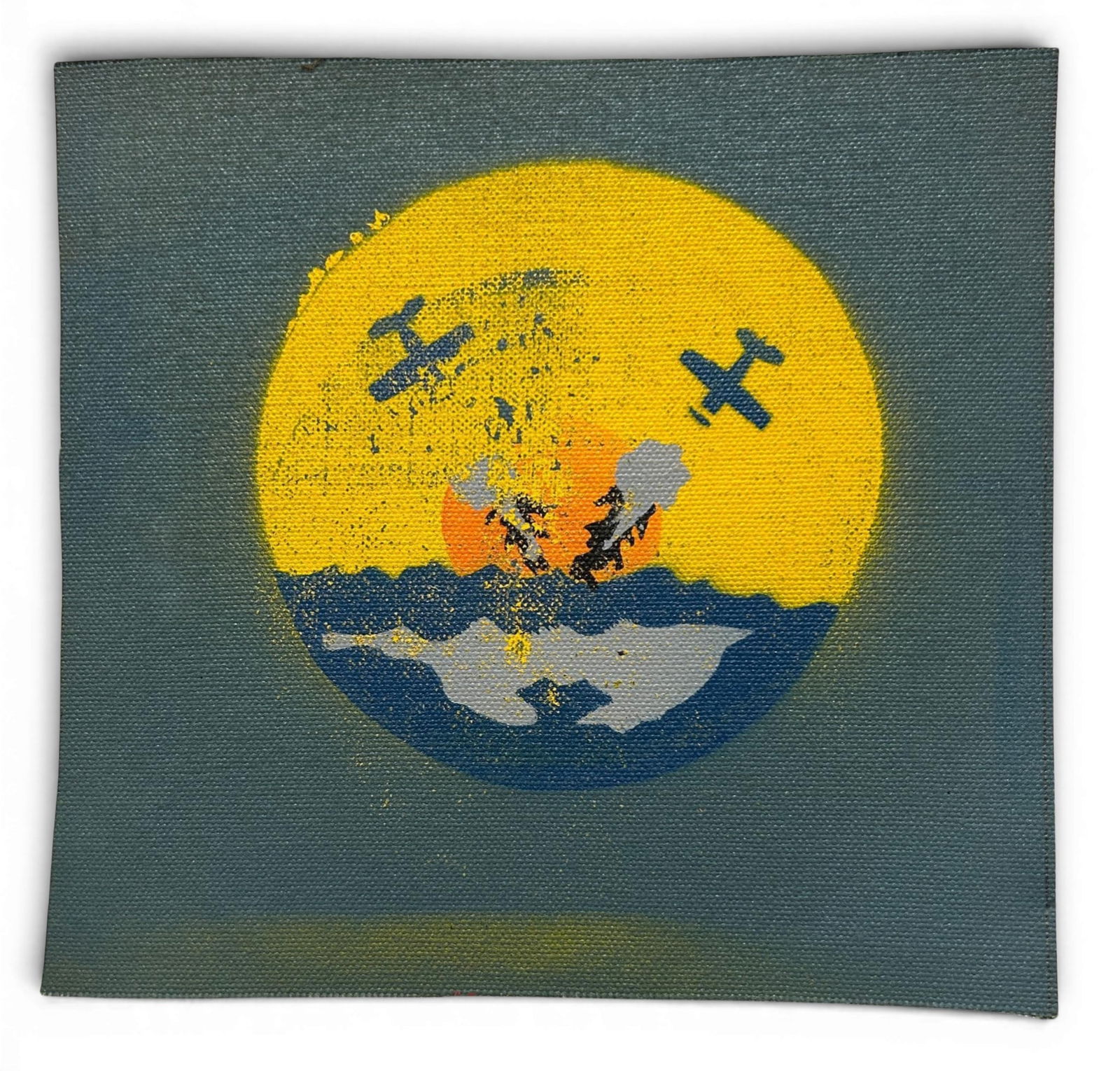 WWII U.S. Navy VF-11 Fighter Squadron Patch: World War Two U.S. Navy VF-11 squadron patch. The patch is silkscreen on canvs;. Measures 6.5" x 6.125". Established as Fighting Squadron Eleven (VF-11) on October 10, 1942. The original insignia