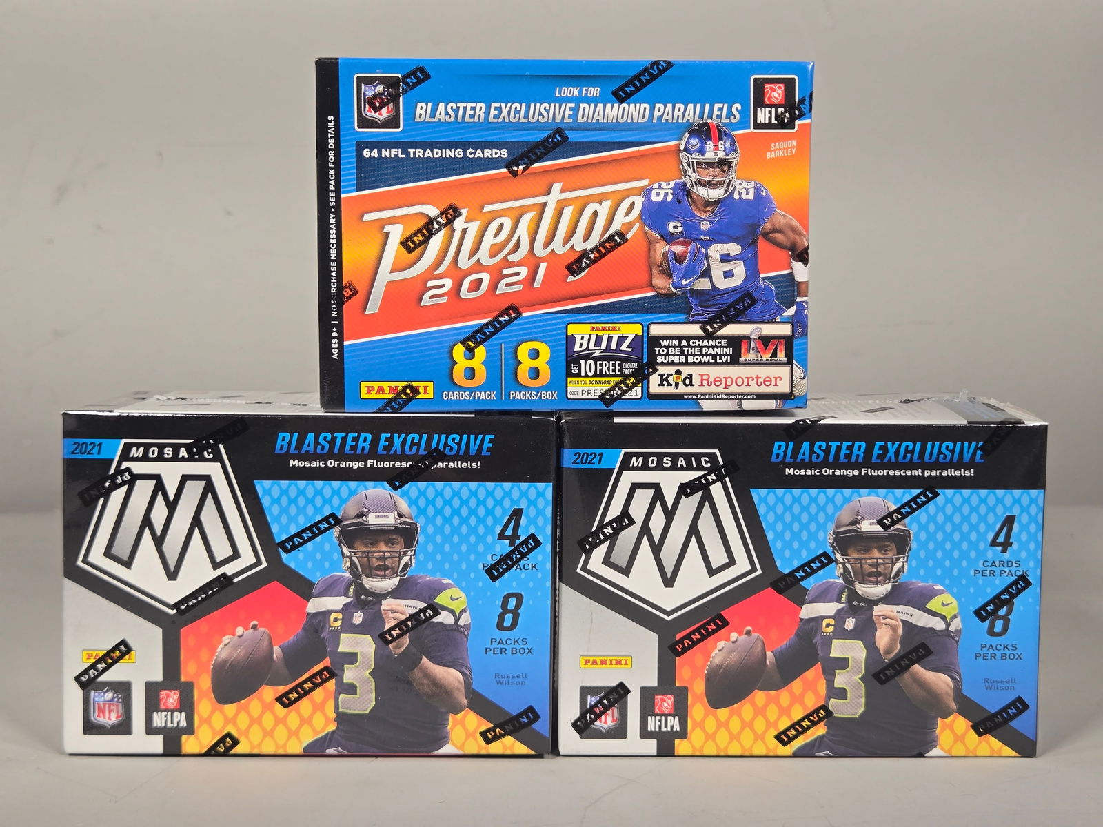Three 2021 Panini NFL Football Blaster Boxes
