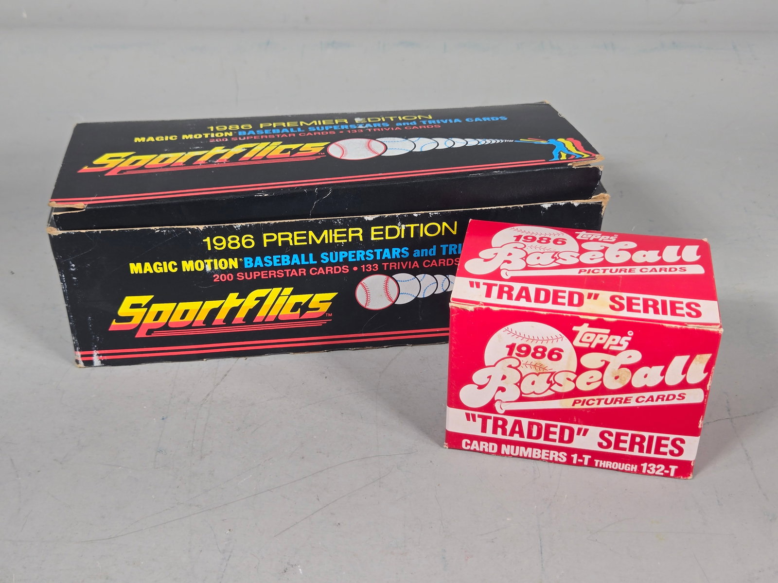 Two 1986 Baseball Trading Card Sets Including Sportflics Premier Edition and Topps Traded Series (1 of 6)