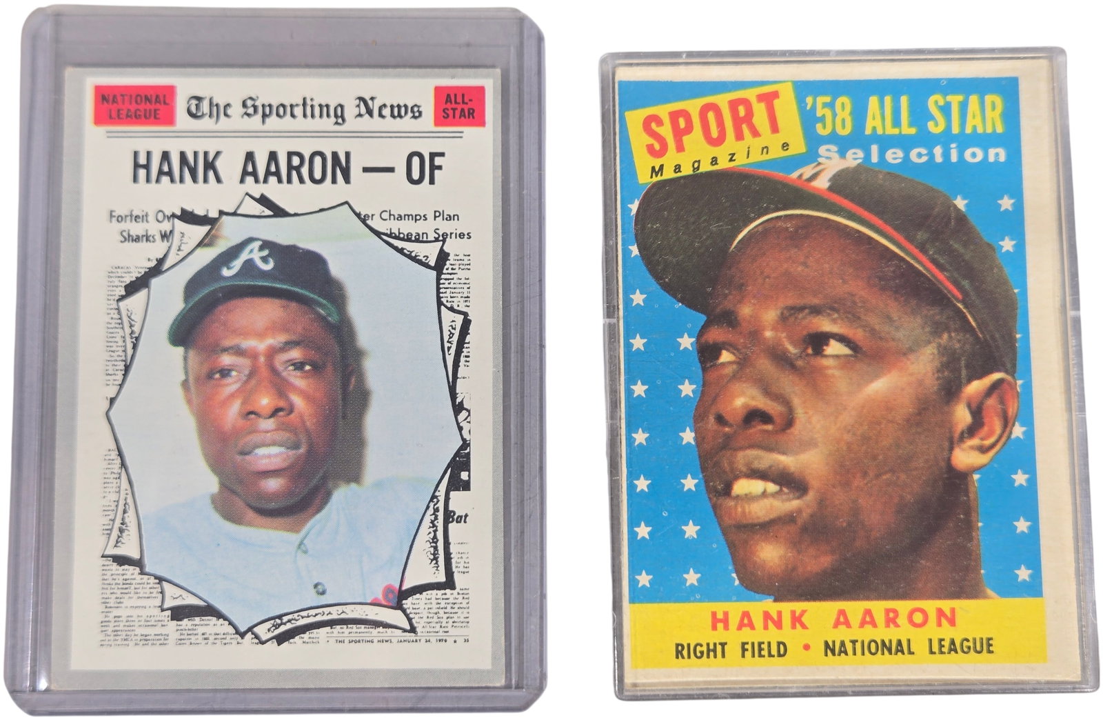A Pair of 1958 and 1970 Topps Hank Aaron All-Star Baseball Cards (1 of 2)