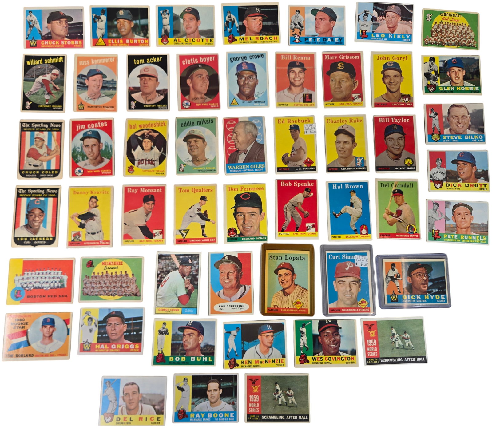 1958-1962 Topps Baseball Card Collection of 53 Cards Featuring 1958 Warren Giles and 1959 Rookie (1 of 10)