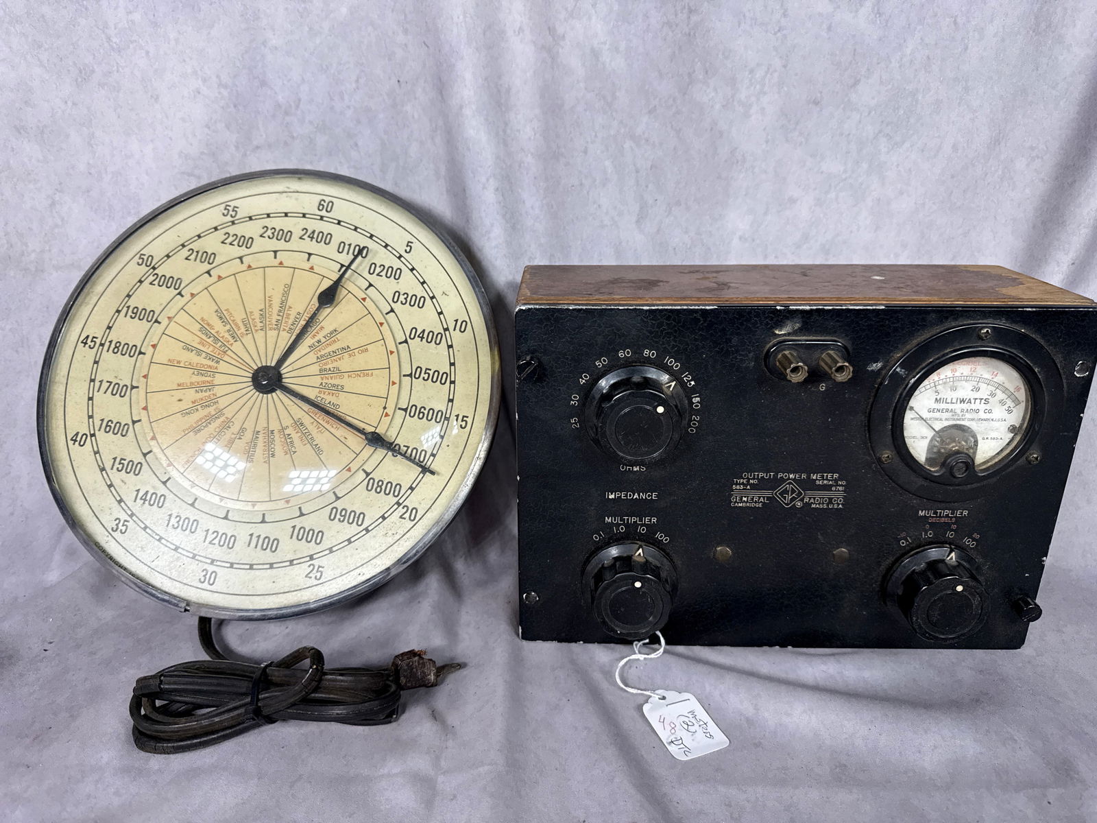 Two Mid-Century Industrial Instruments Including a Timing Devices Company Electric World Clock and a (1 of 14)