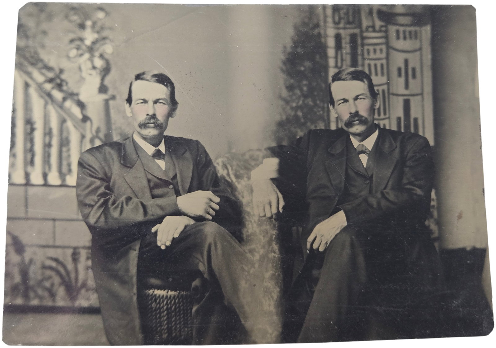 Rare Victorian Trick Double Portrait Tintype of the Same Man (1 of 4)