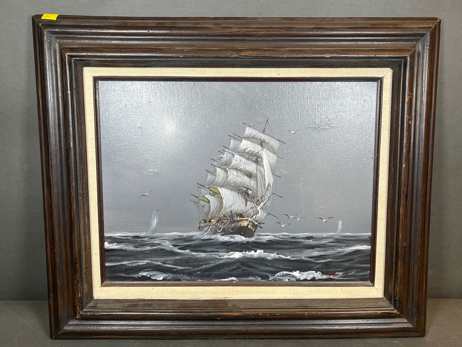 A Framed Oil on Canvas Nautical Scene Signed Garcia (1 of 11)