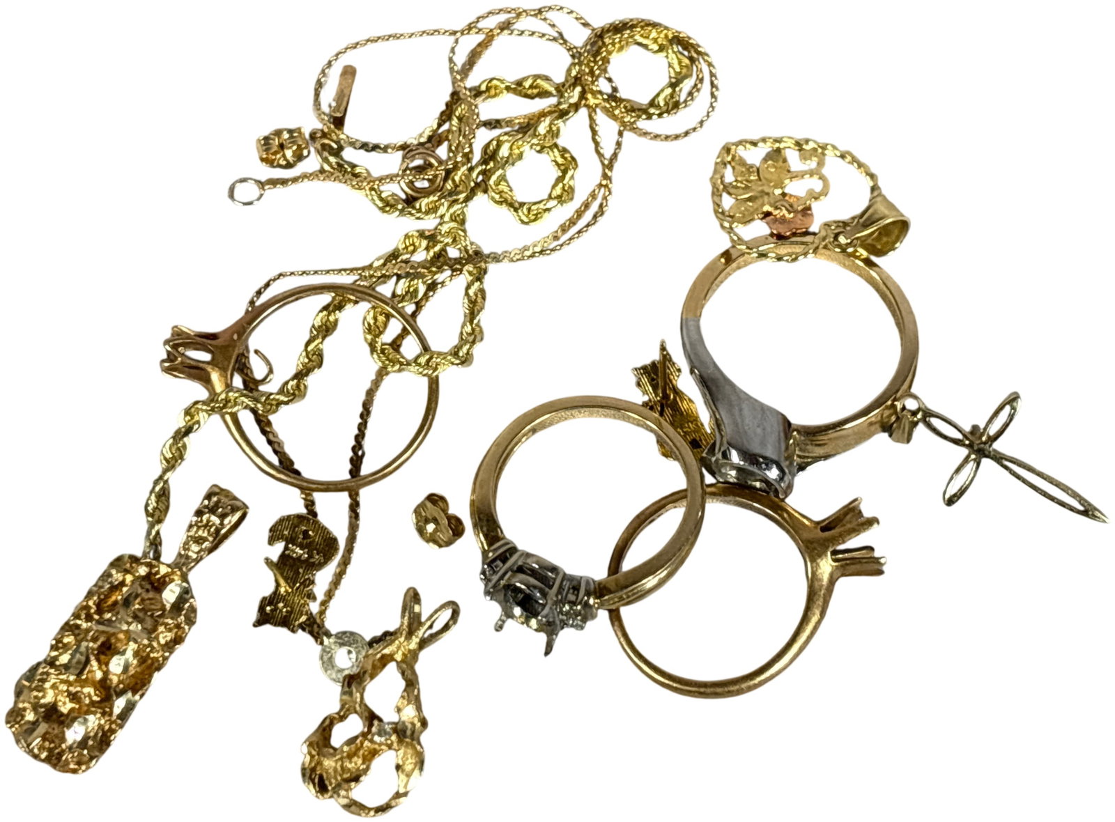 An Assortment of 14 Karat Yellow Gold Jewelry (1 of 4)