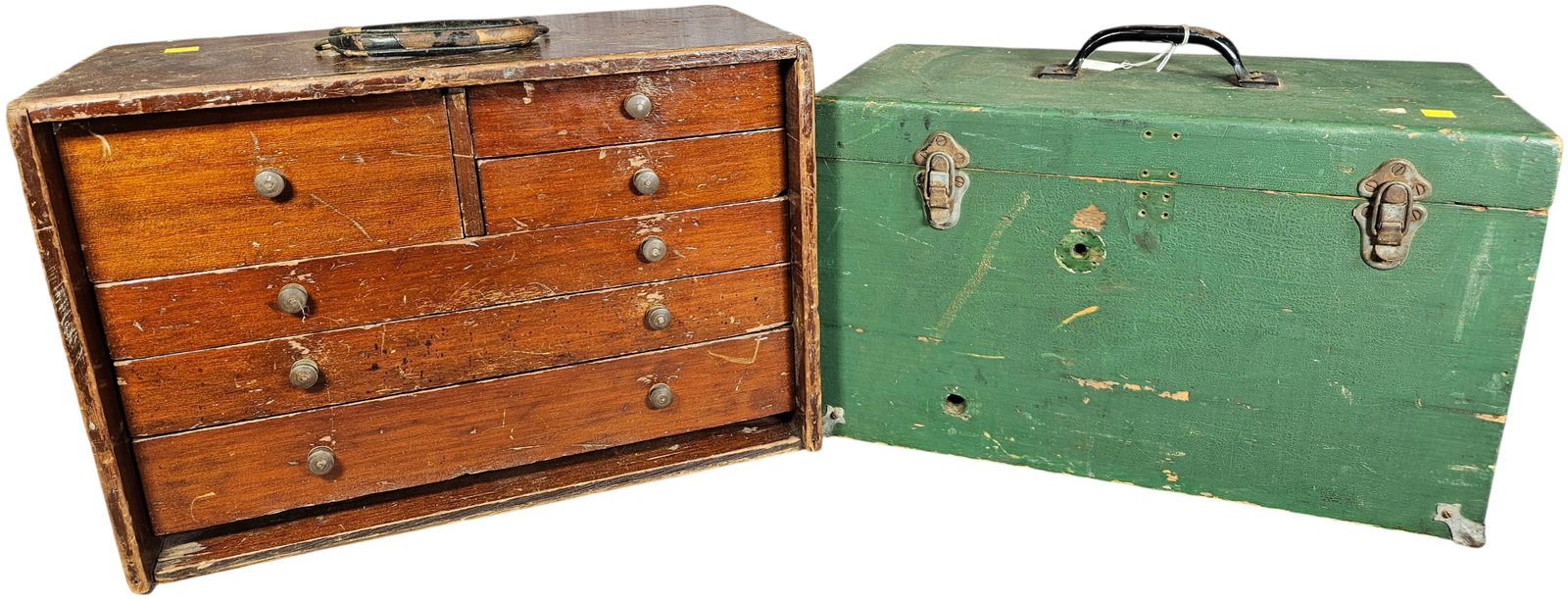 Vintage Wooden Tool Chests including a Seven-Drawer Machinist Style Chest (1 of 11)