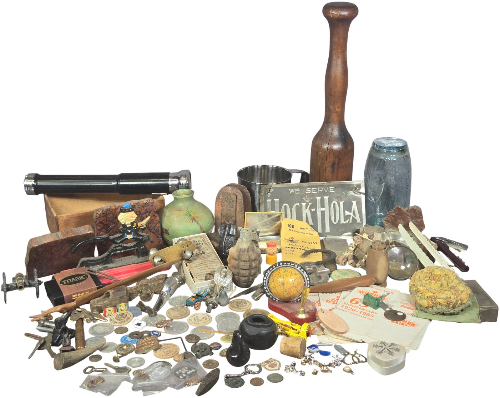 An Assortment of Vintage Antiques, Collectibles, and Ephemera including San Ildefonso Pueblo Pottery (1 of 20)