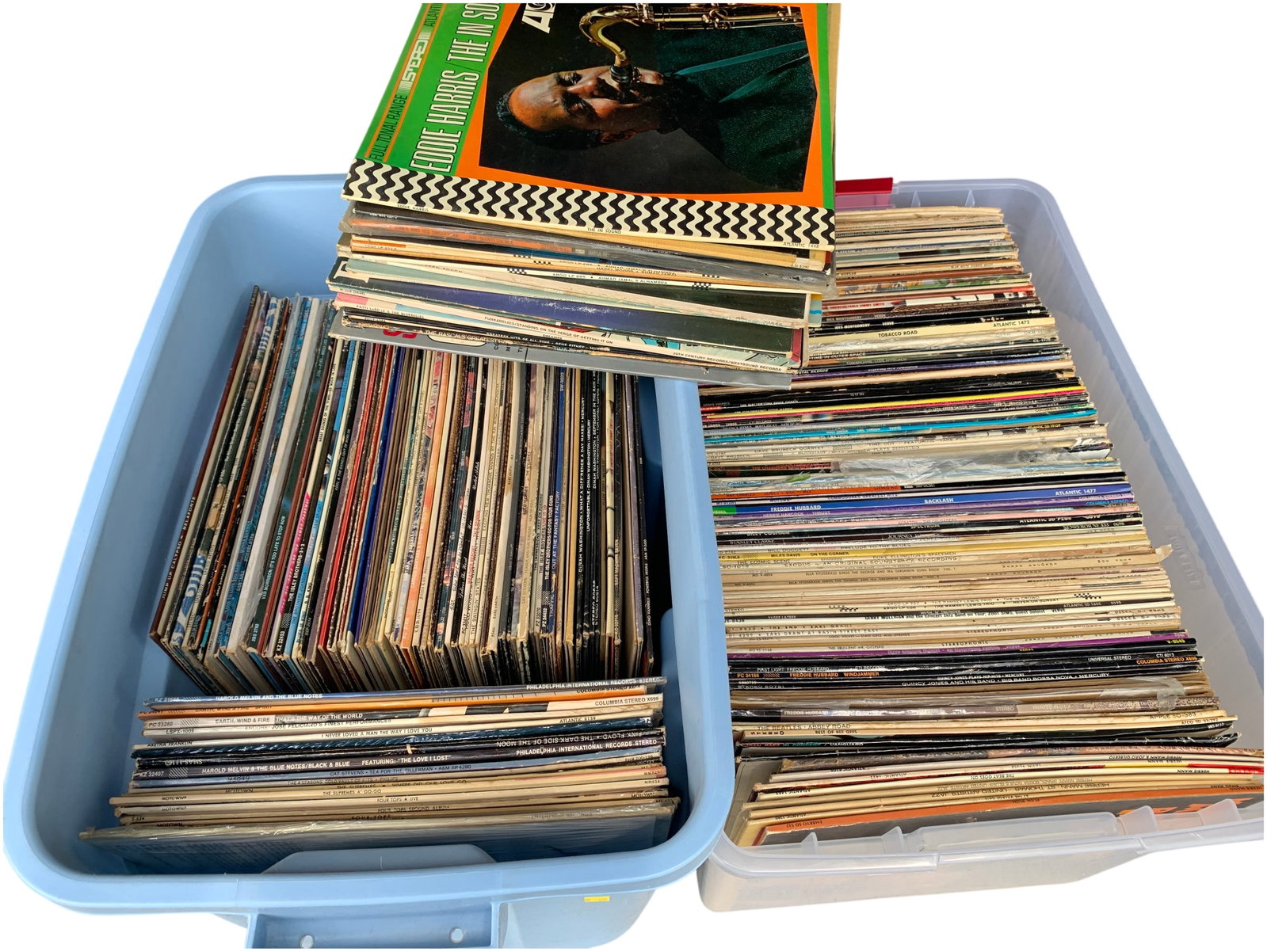 A Collection of Vintage Vinyl LP Records Featuring Jazz Soul and Classic Rock Artists (1 of 15)