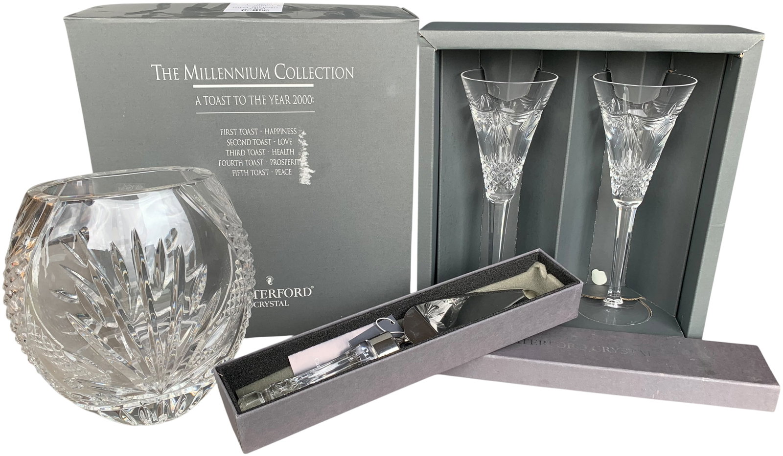 A Collection of Waterford Millennium Collection Peace Pattern Crystal and Cake Server (1 of 12)