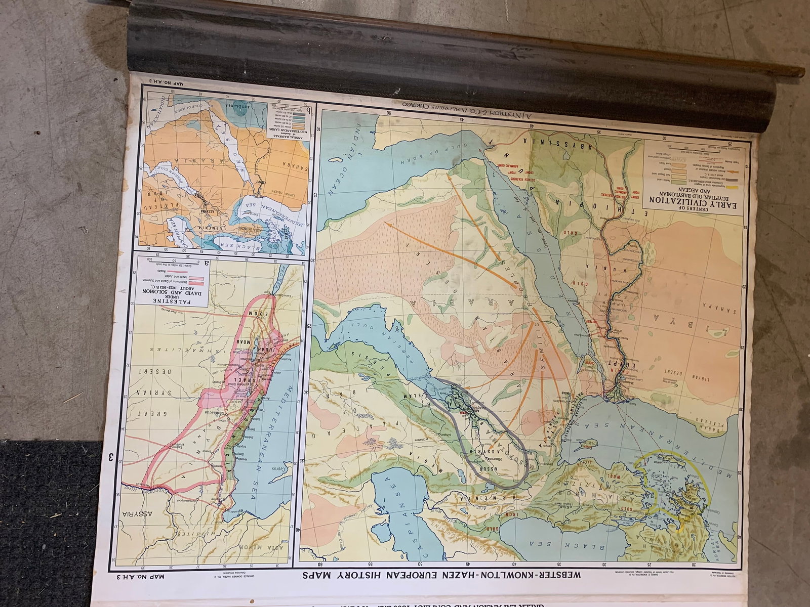 Vintage school Pull Down Multi Map System + Native Americans Pull Down Map - 10
