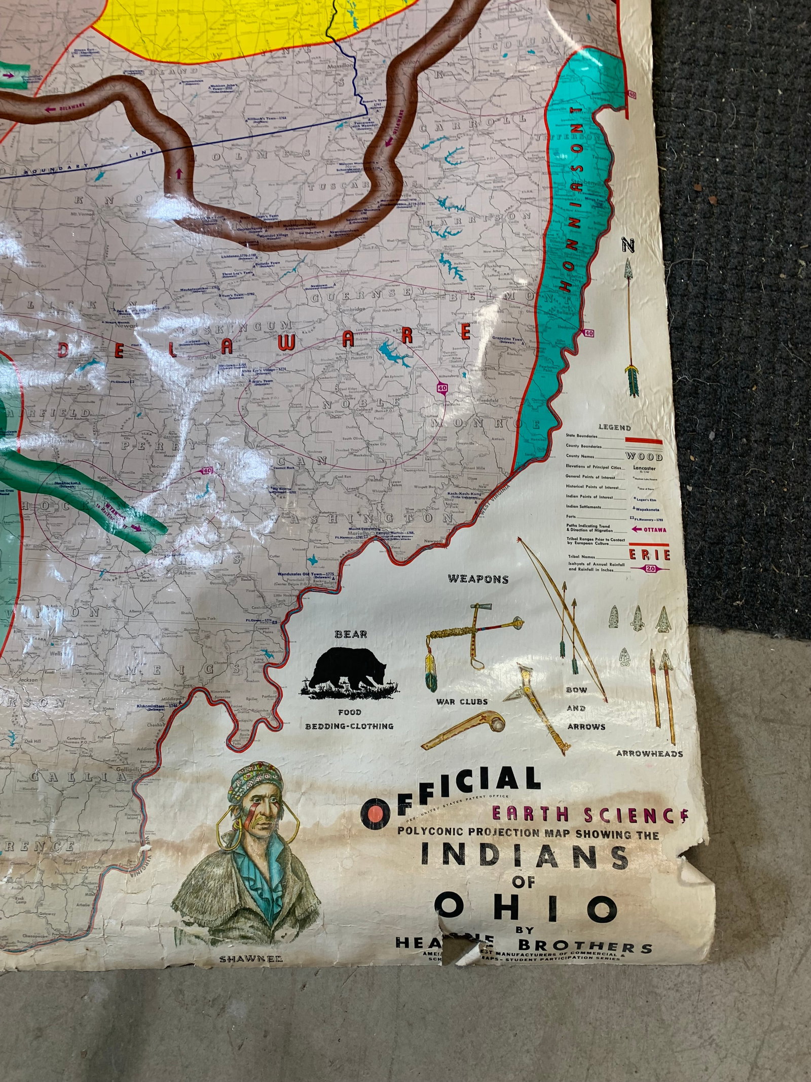 Vintage school Pull Down Multi Map System + Native Americans Pull Down Map - 17