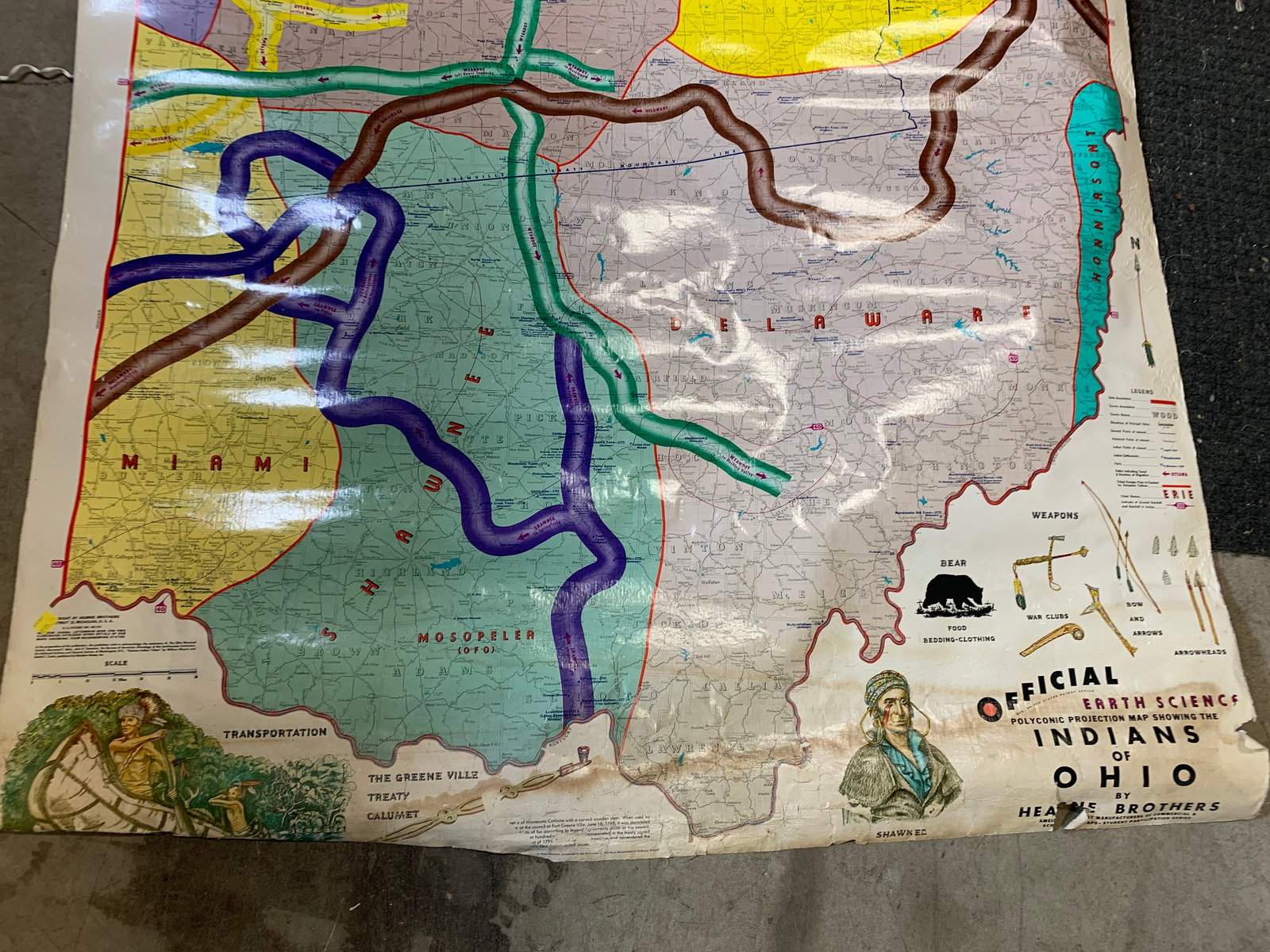Vintage school Pull Down Multi Map System + Native Americans Pull Down Map - 18