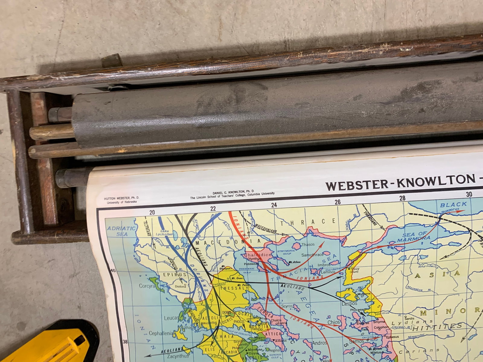 Vintage school Pull Down Multi Map System + Native Americans Pull Down Map - 2
