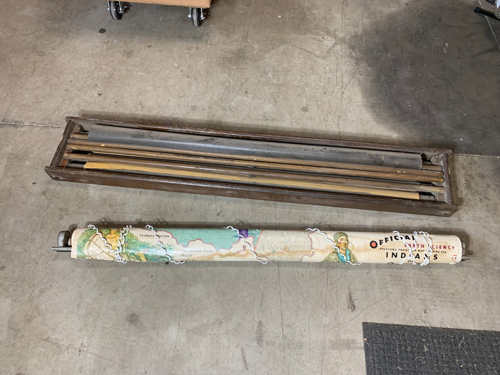 Vintage school Pull Down Multi Map System + Native Americans Pull Down Map - 4