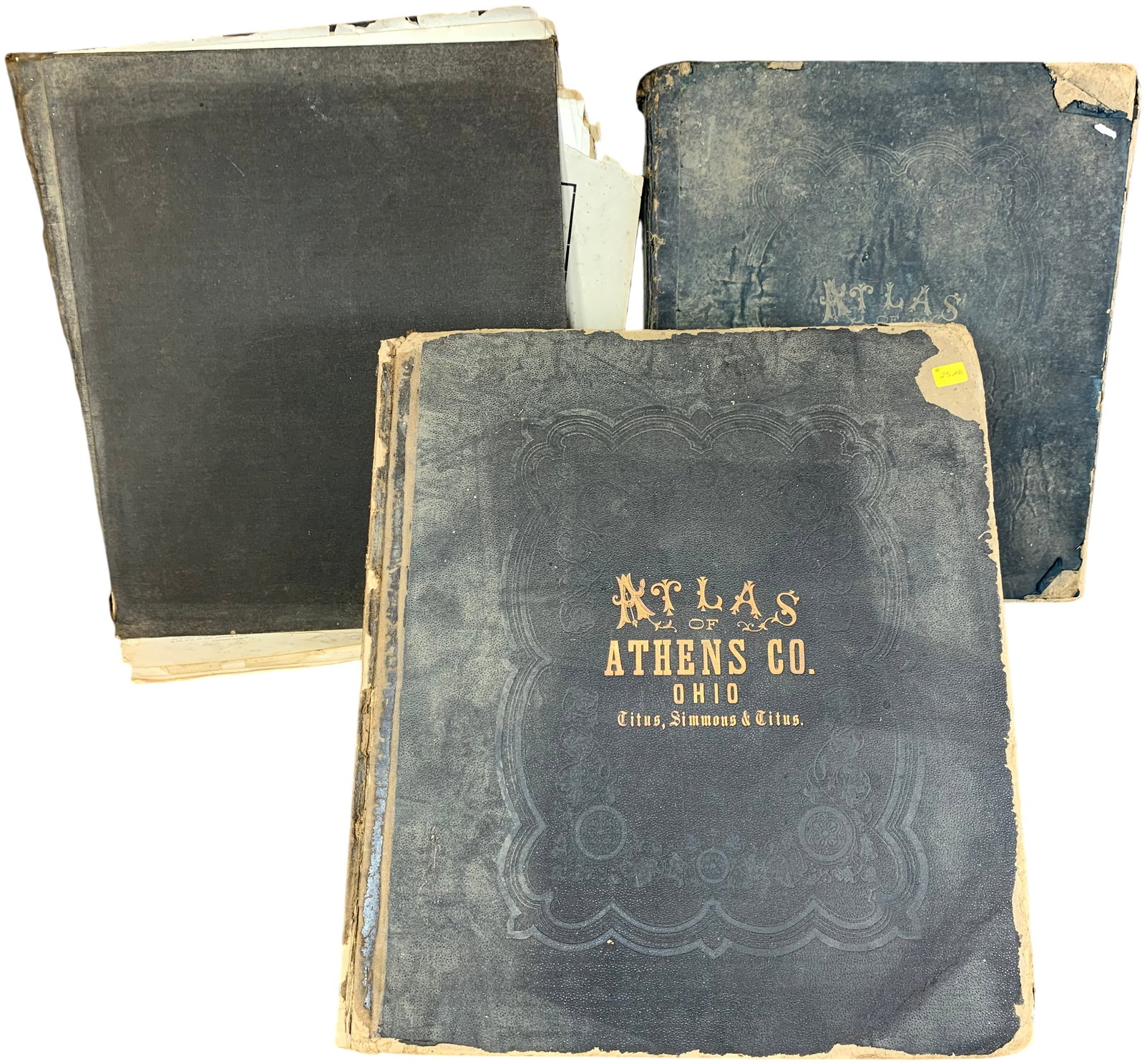 Historical Ohio County Atlases, Athens and Washington Counties, 1875-1905: This lot consists of historical county atlases from Southeast Ohio. The first item is the Atlas of Athens Co., Ohio, published in 1875 by Titus, Simmons & Titus of Philadelphia. It was produced from s