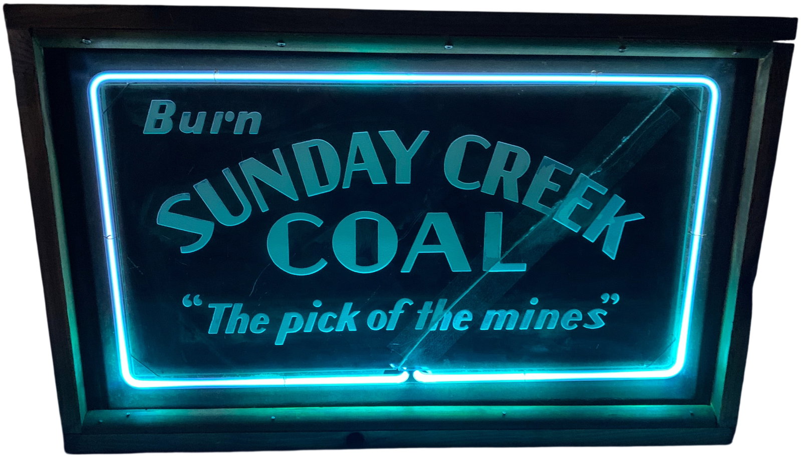 Mid-20th Century Sunday Creek Coal Company Neon Advertising Sign in Wooden Shadow Box (1 of 13)