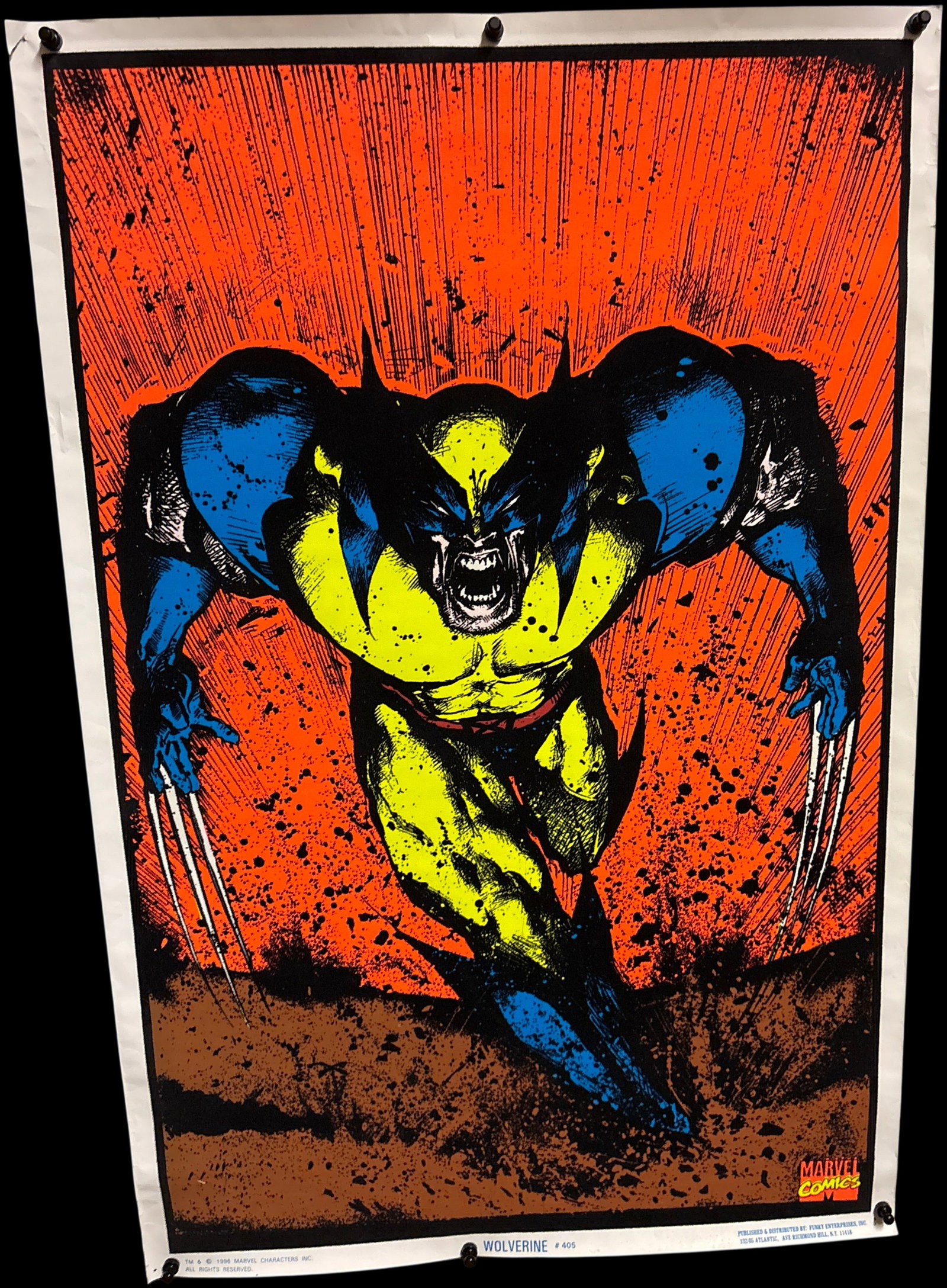 1996 Marvel Comics Wolverine #405 Blacklight Flocked Poster by Funky Enterprises (1 of 10)