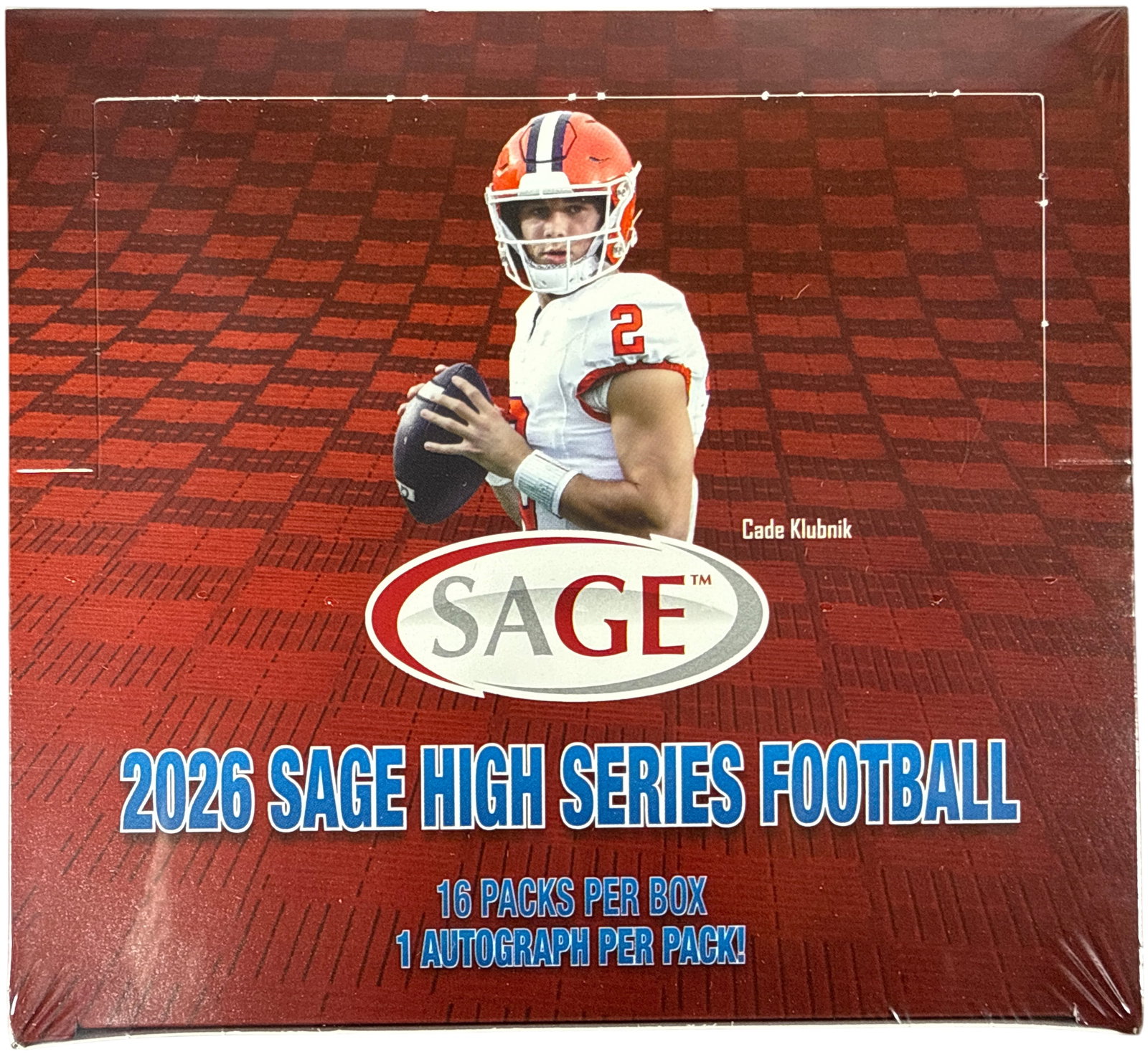 2026 SAGE High Series Football Hobby Box Factory Sealed A group of Autographs: This is a factory-sealed hobby box of 2026 SAGE High Series Football cards. The box is configured with a group of packs, each containing a guaranteed autograph for a total of autographs per box. The f