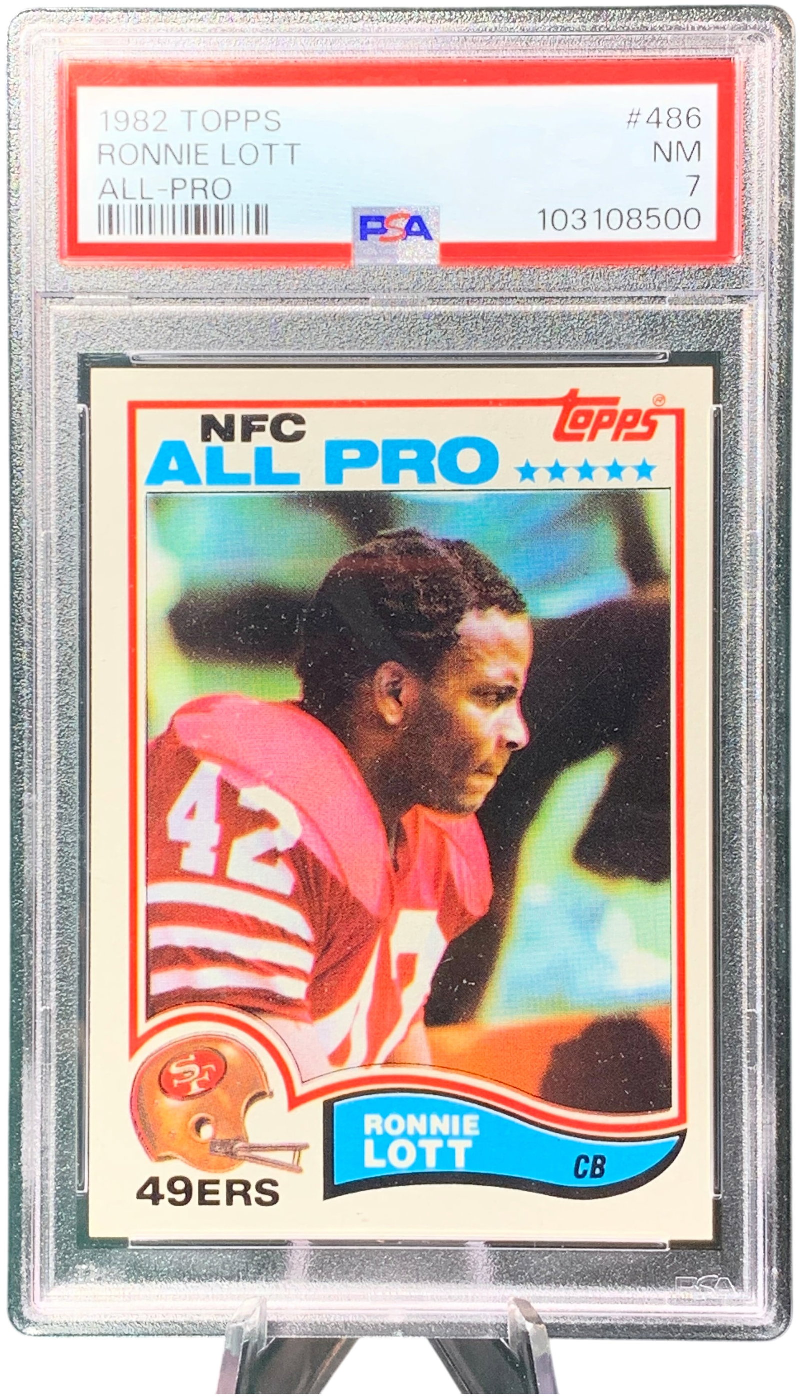 1982 Topps Ronnie Lott NFC All-Pro #486 San Francisco 49ers PSA 7 NM (1 of 3)
