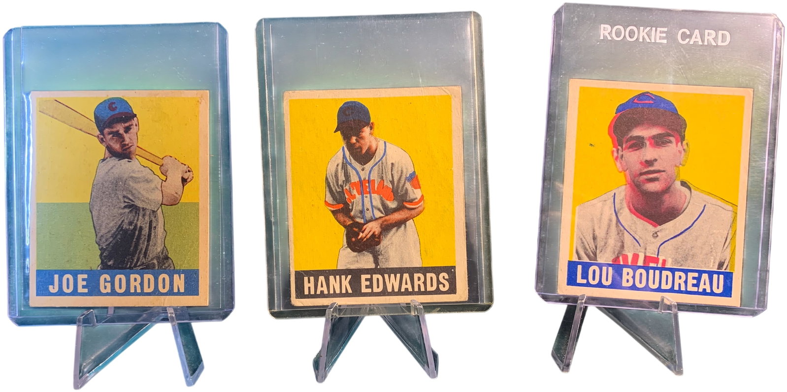 A Trio of 1948-49 Leaf Cleveland Indians Baseball Cards Including Lou Boudreau Rookie (1 of 7)
