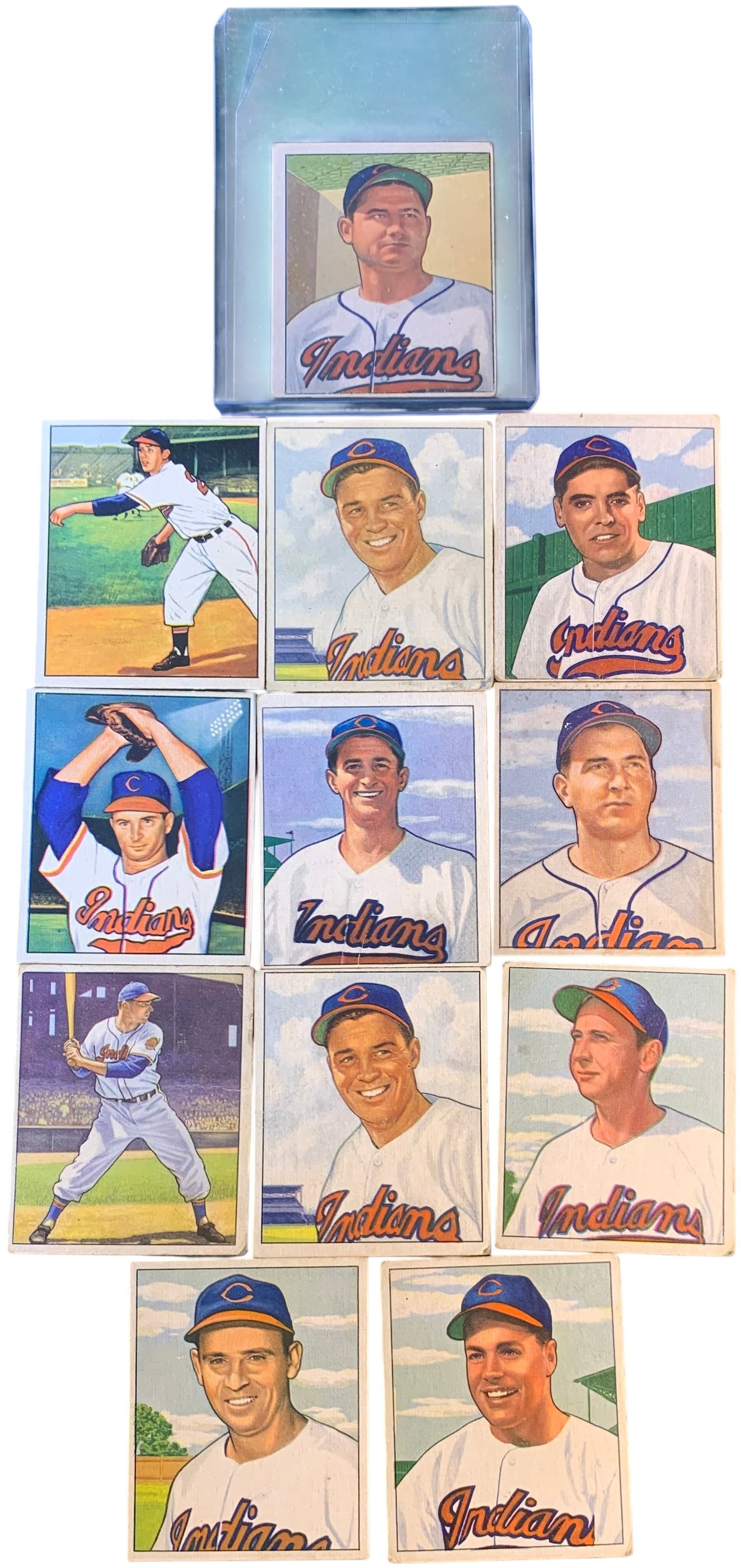 A Collection of Twelve 1950 Bowman Baseball Cards Cleveland Indians Including Hall of Famers (1 of 20)
