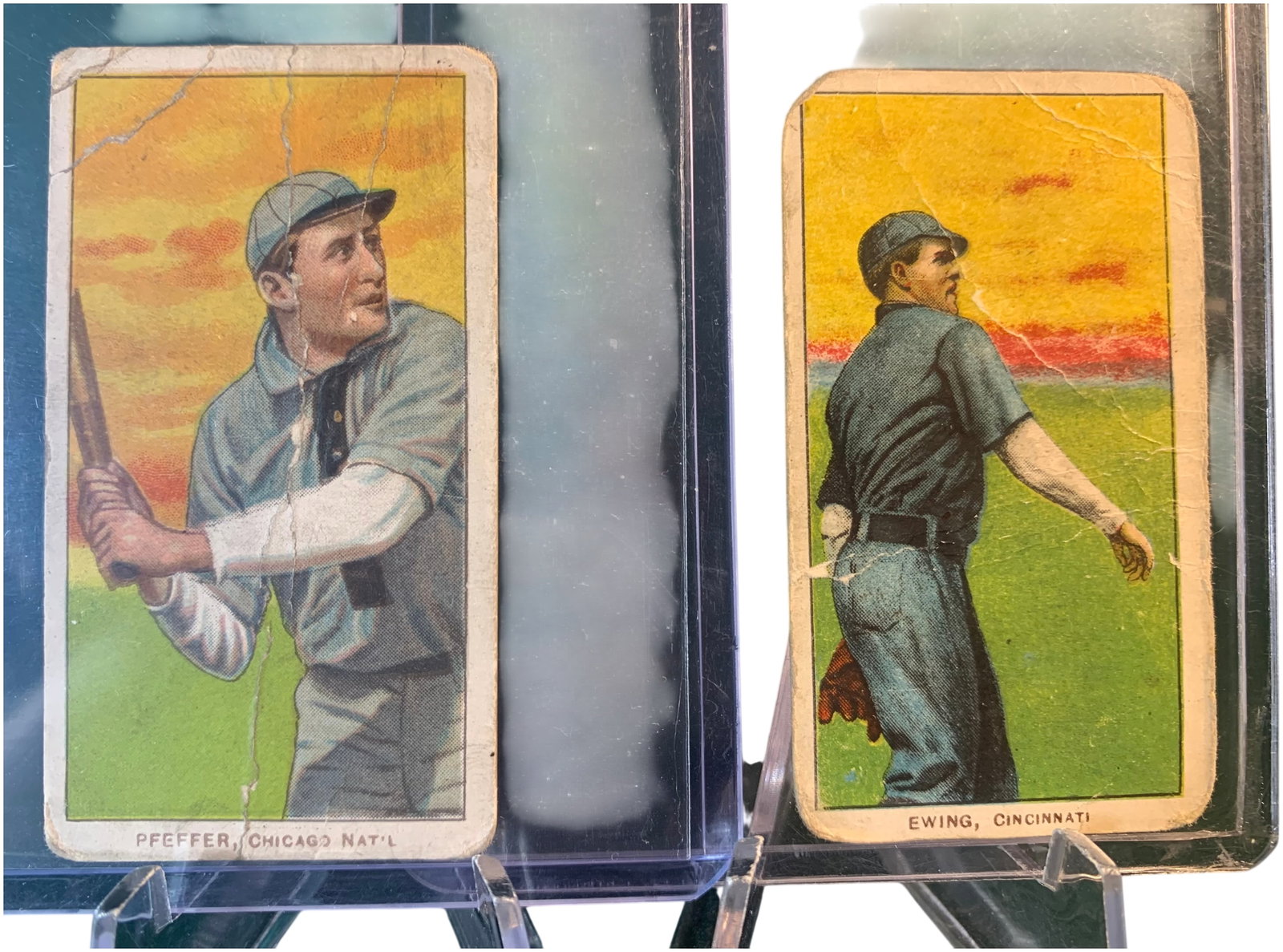A Pair of 1909-1911 T206 White Border Baseball Tobacco Cards Featuring Fred Pfeffer and Bob Ewing (1 of 5)